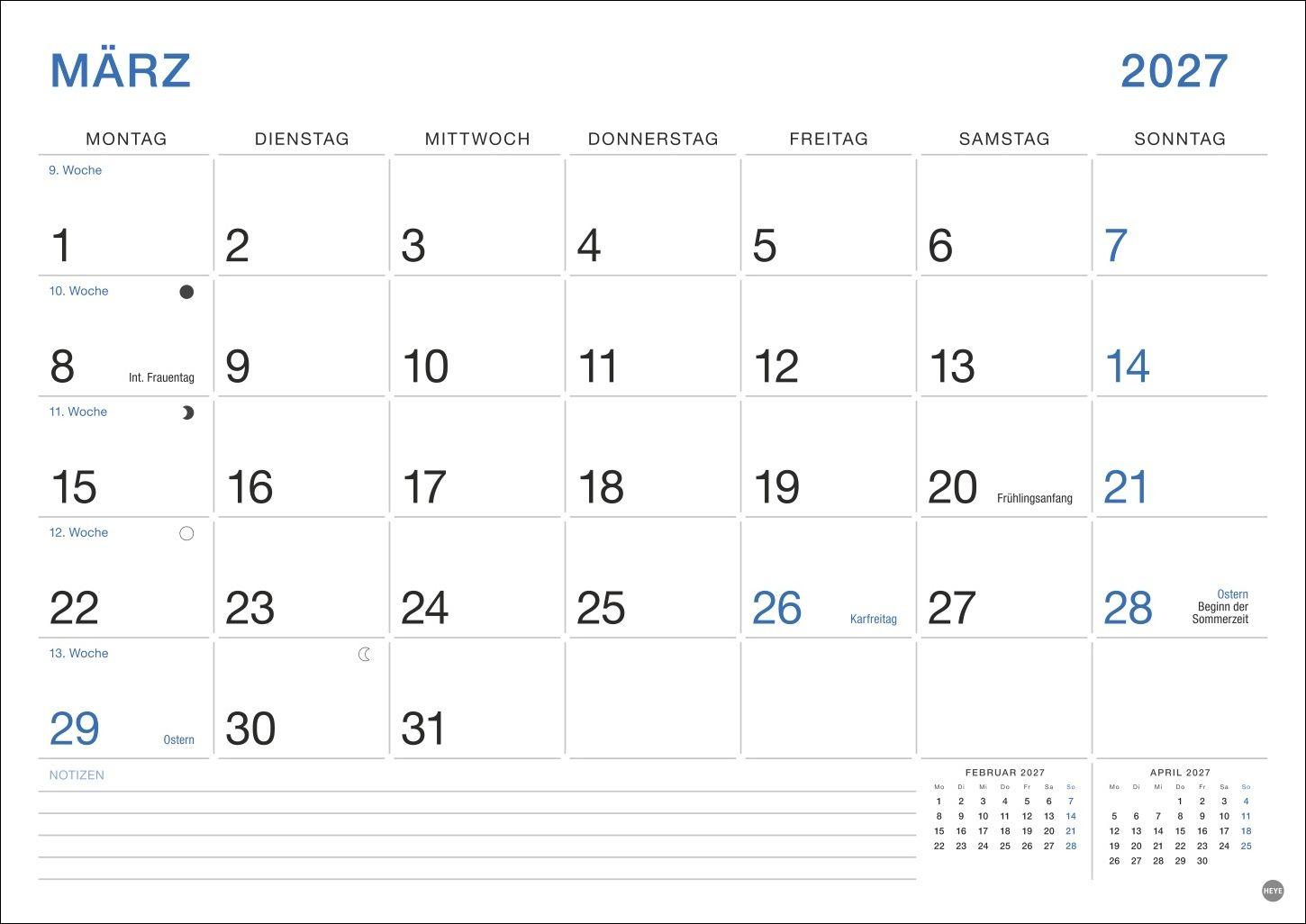 Beispielinhalt (Bild) Büro Monatsplaner 2027