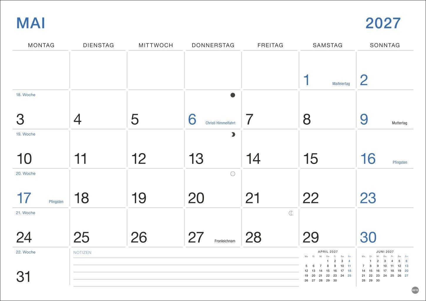 Beispielinhalt (Bild) Büro Monatsplaner 2027