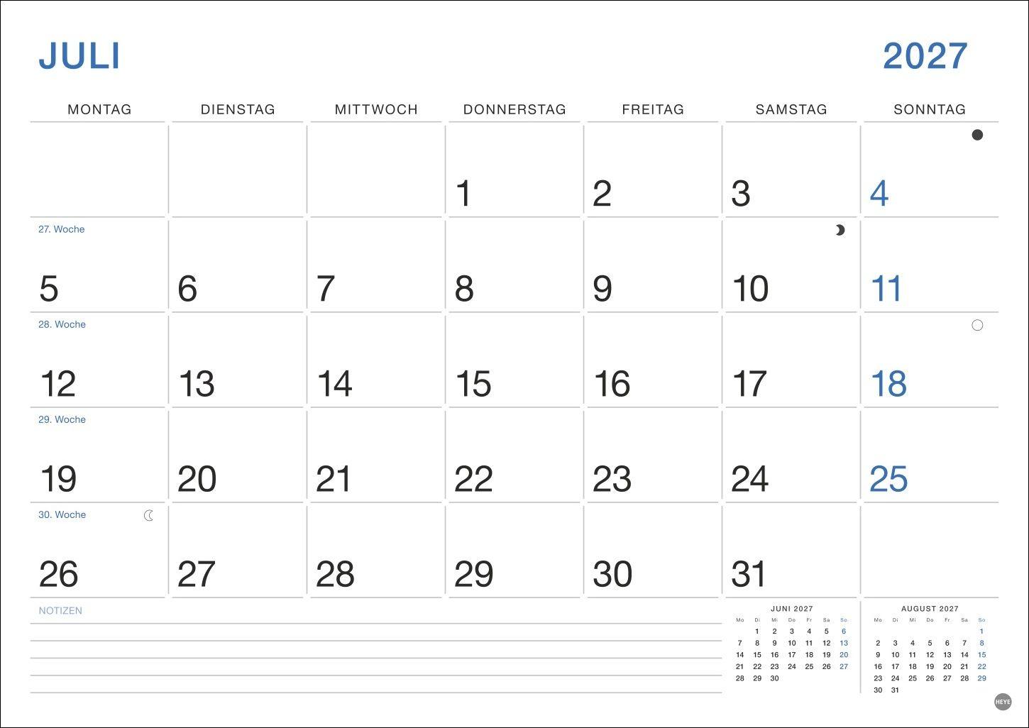 Beispielinhalt (Bild) Büro Monatsplaner 2027