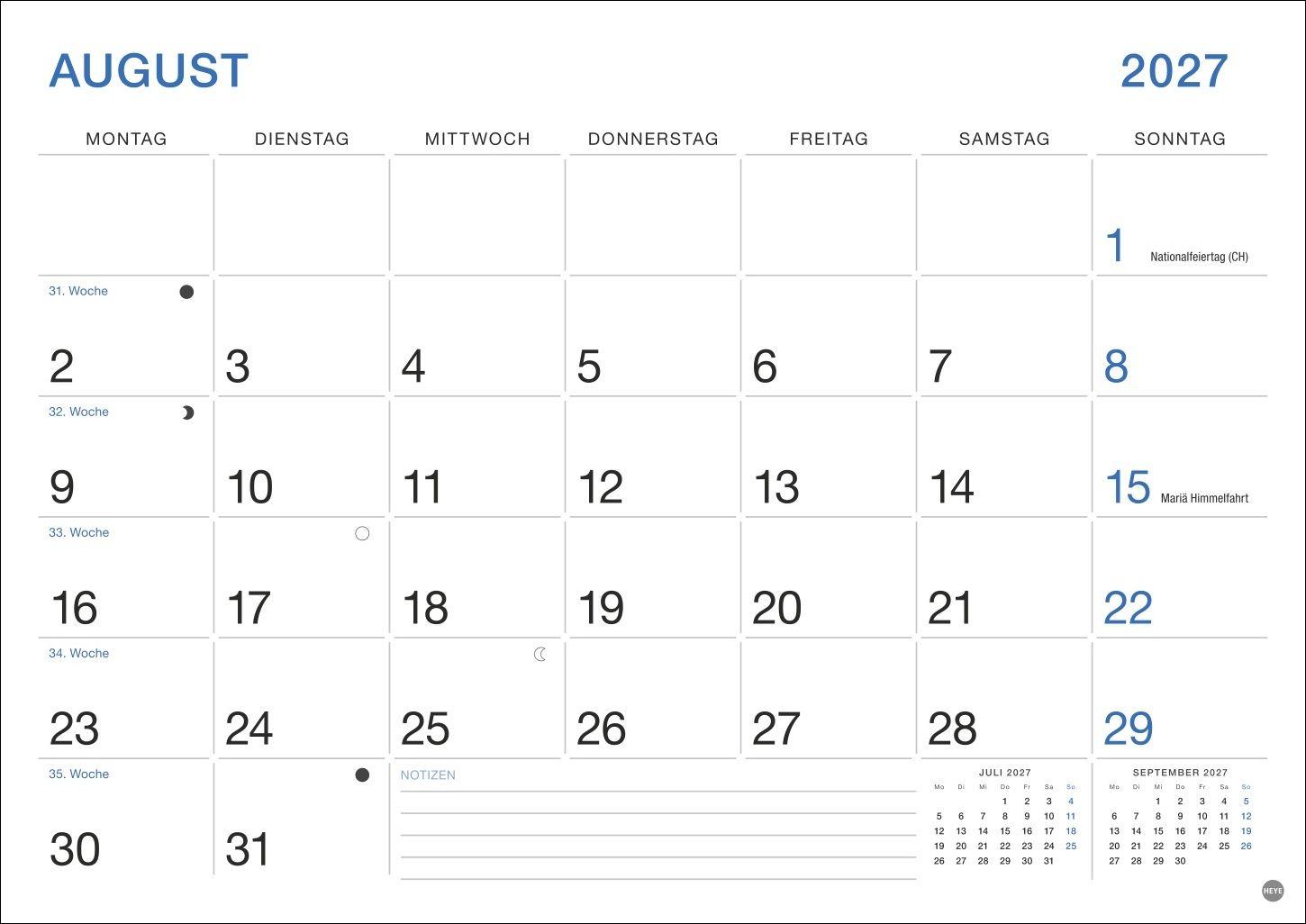 Beispielinhalt (Bild) Büro Monatsplaner 2027