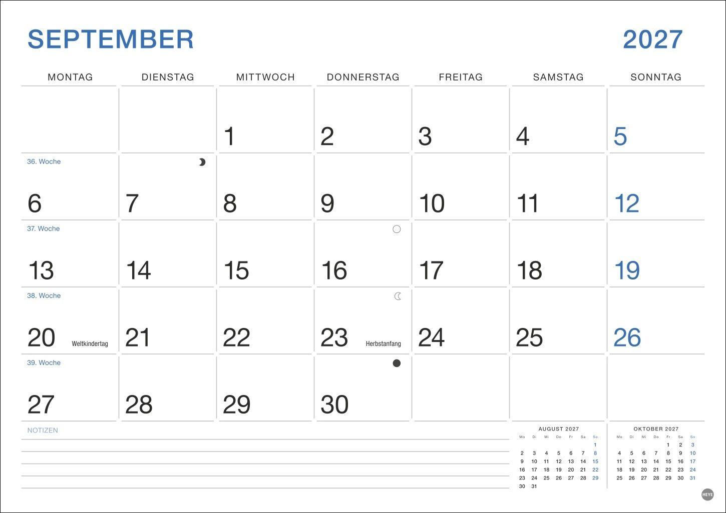 Beispielinhalt (Bild) Büro Monatsplaner 2027