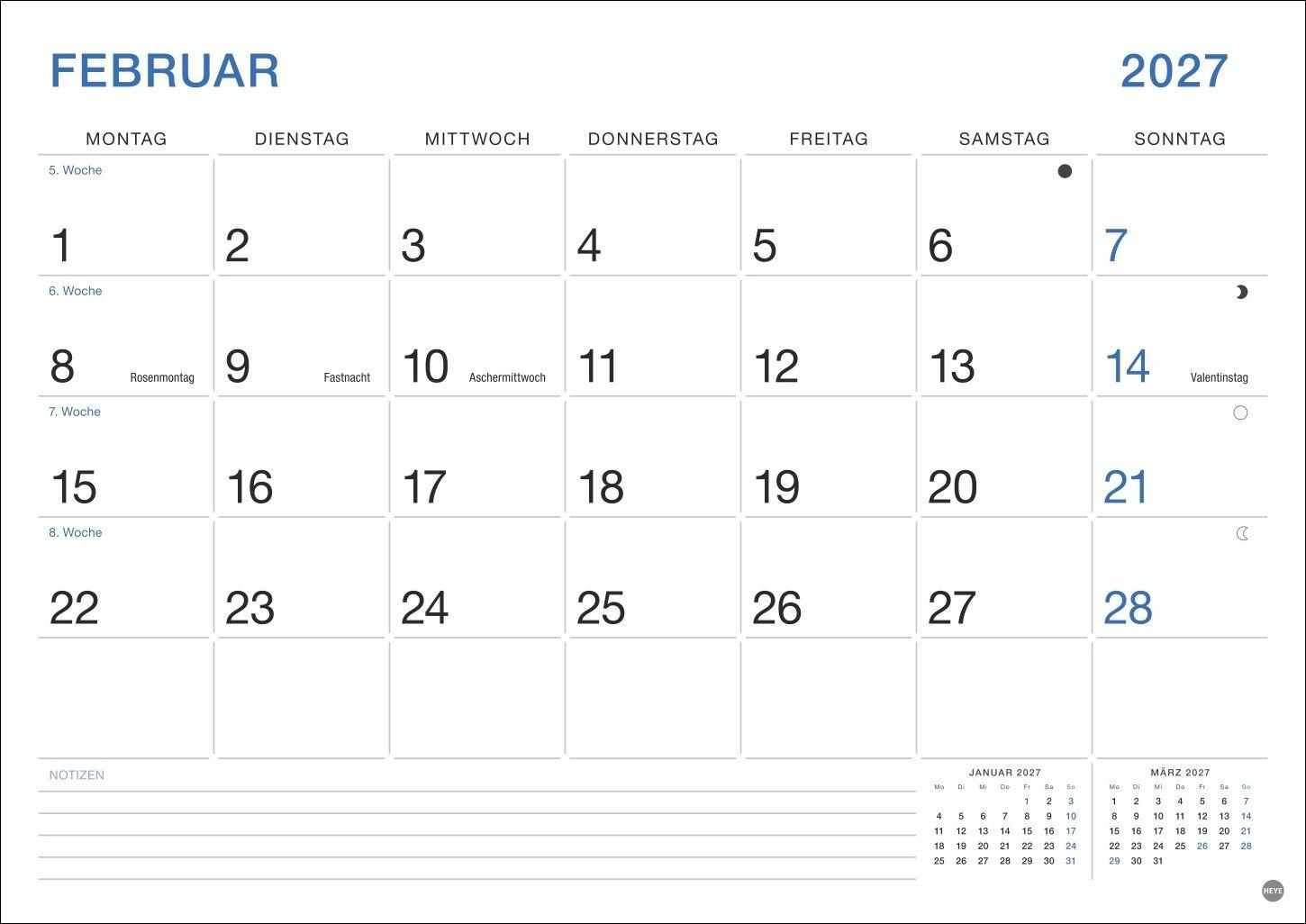 Beispielinhalt (Bild) Büro Monatsplaner 2027