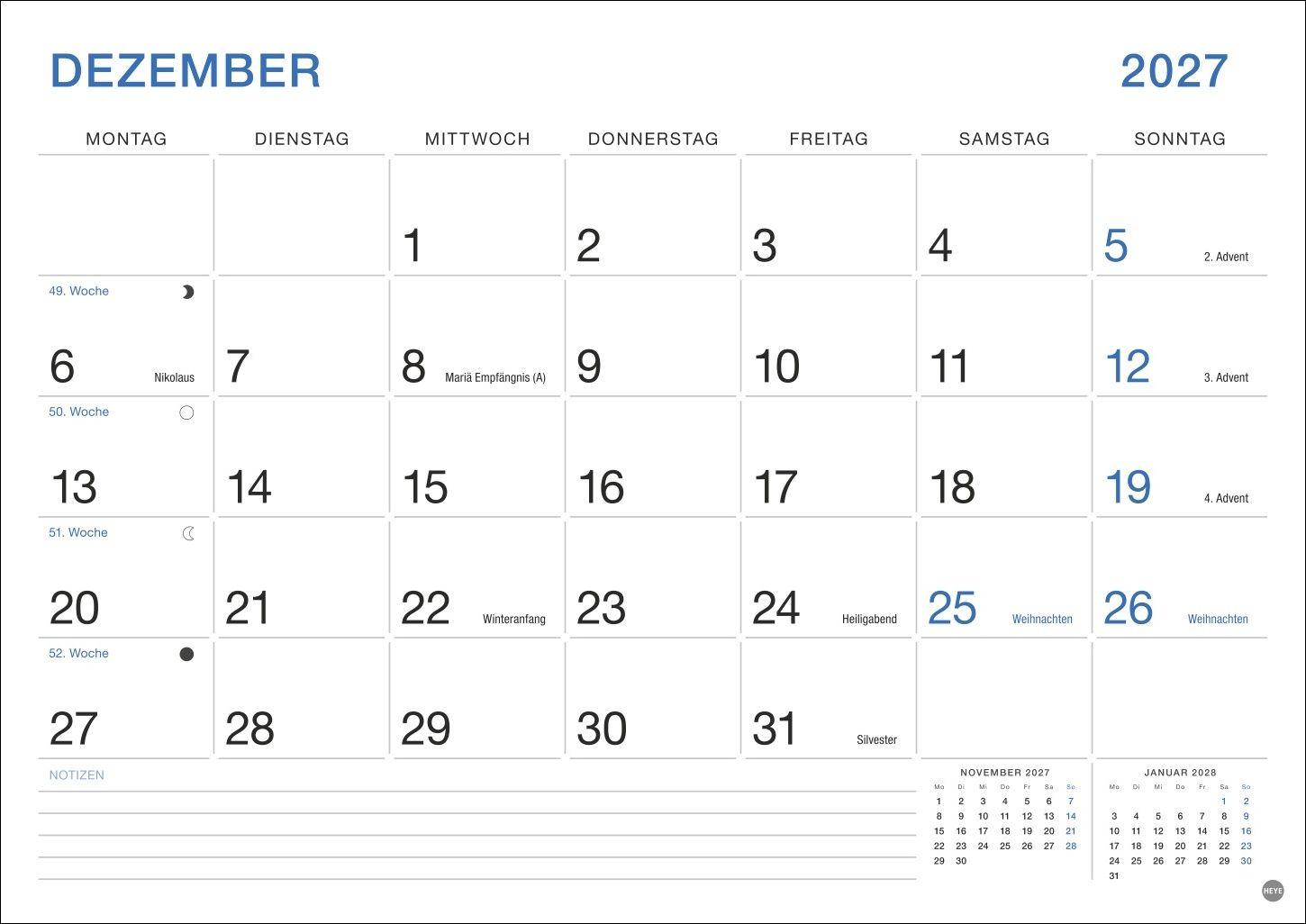 Beispielinhalt (Bild) Büro Monatsplaner 2027