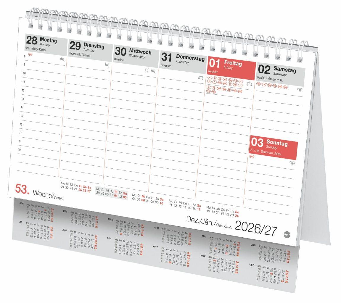 Beispielinhalt (Bild) Schreibtischkalender Österreich klein 2027