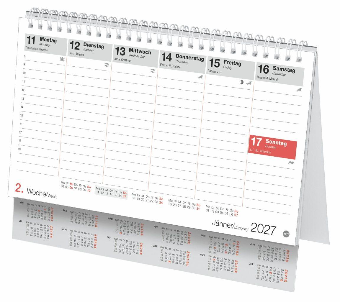 Beispielinhalt (Bild) Schreibtischkalender Österreich klein 2027