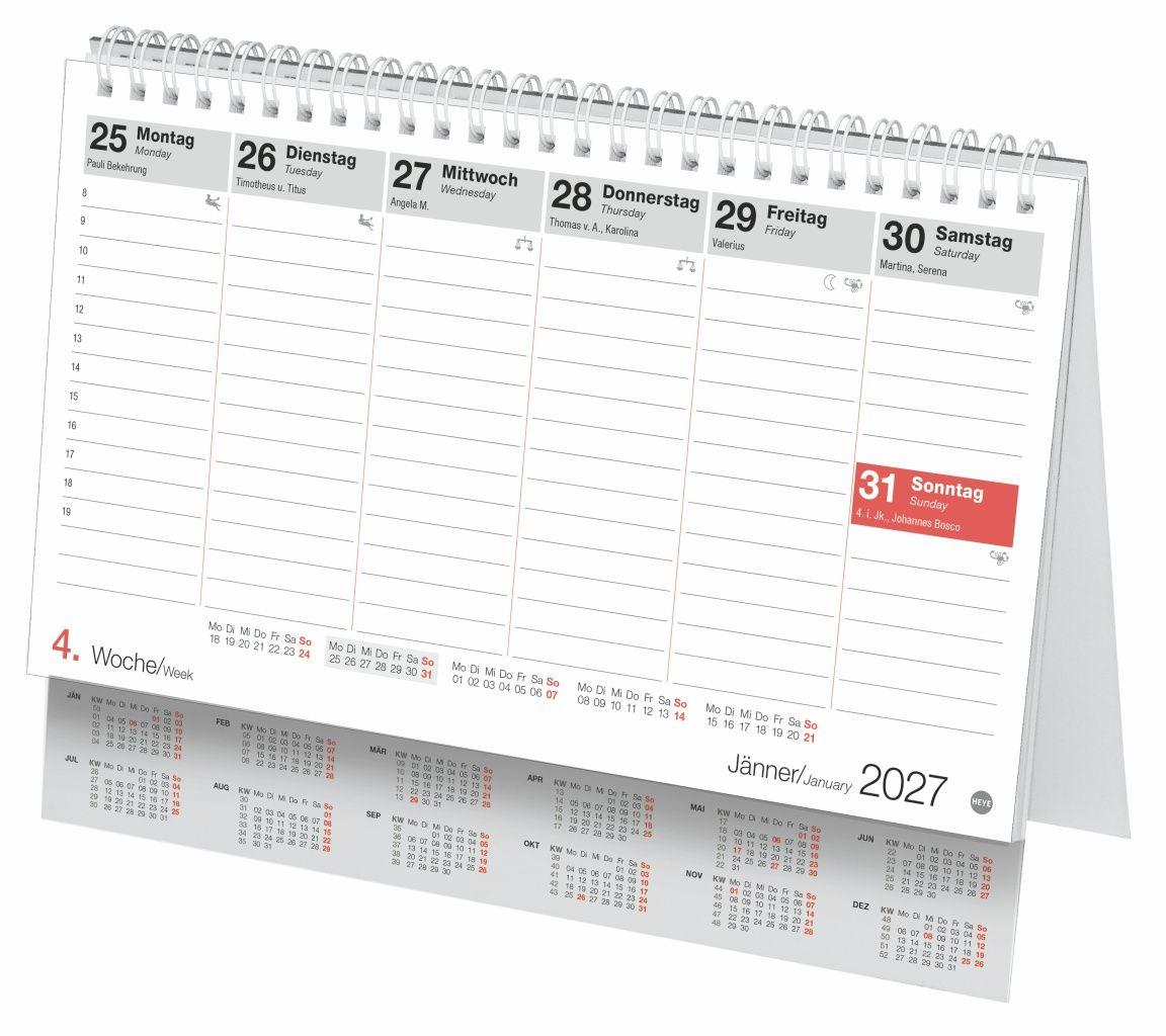 Beispielinhalt (Bild) Schreibtischkalender Österreich klein 2027