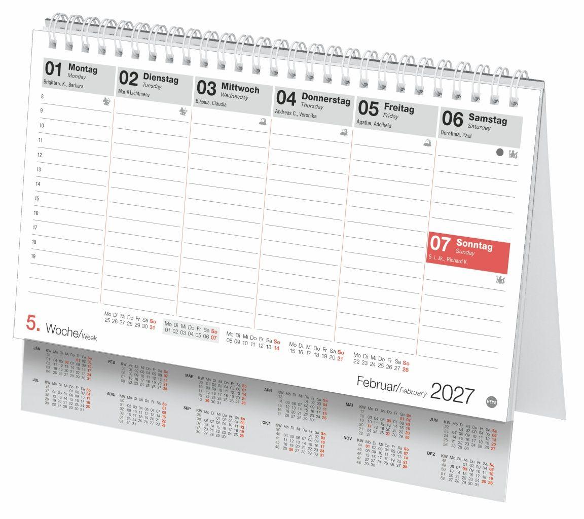 Beispielinhalt (Bild) Schreibtischkalender Österreich klein 2027