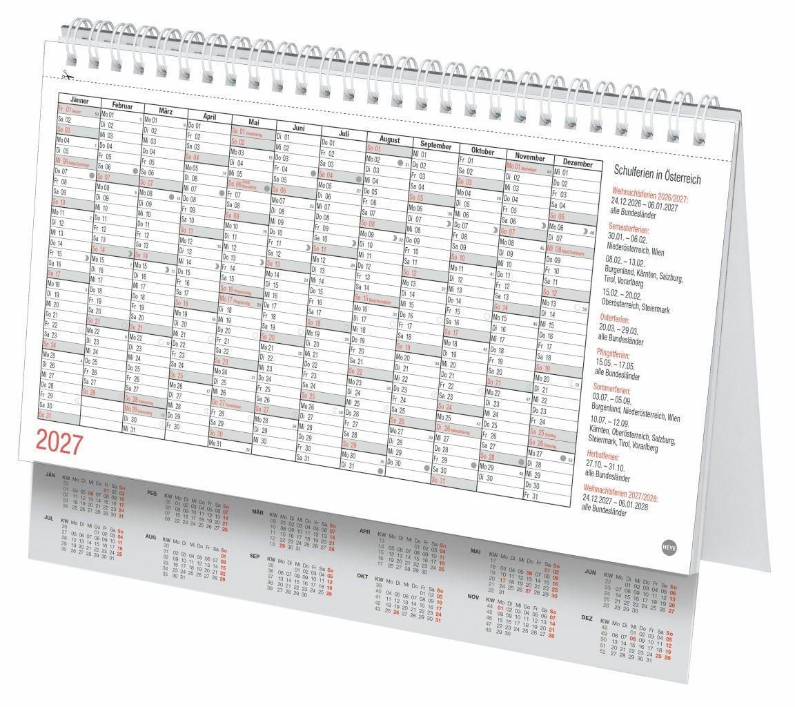 Beispielinhalt (Bild) Schreibtischkalender Österreich klein 2027