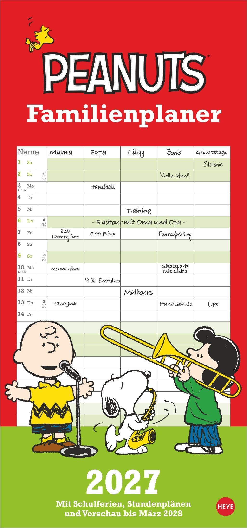 Vorderes Coverbild Peanuts Familienplaner 2027