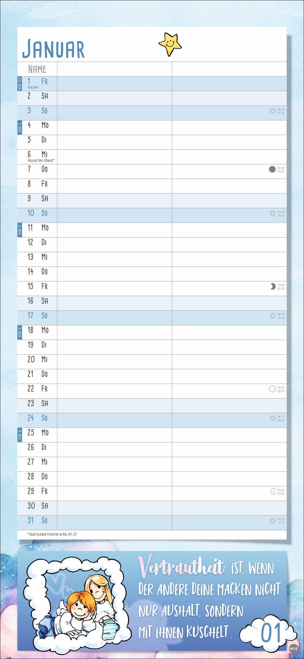Beispielinhalt (Bild) Schutzengel Planer für zwei 2027