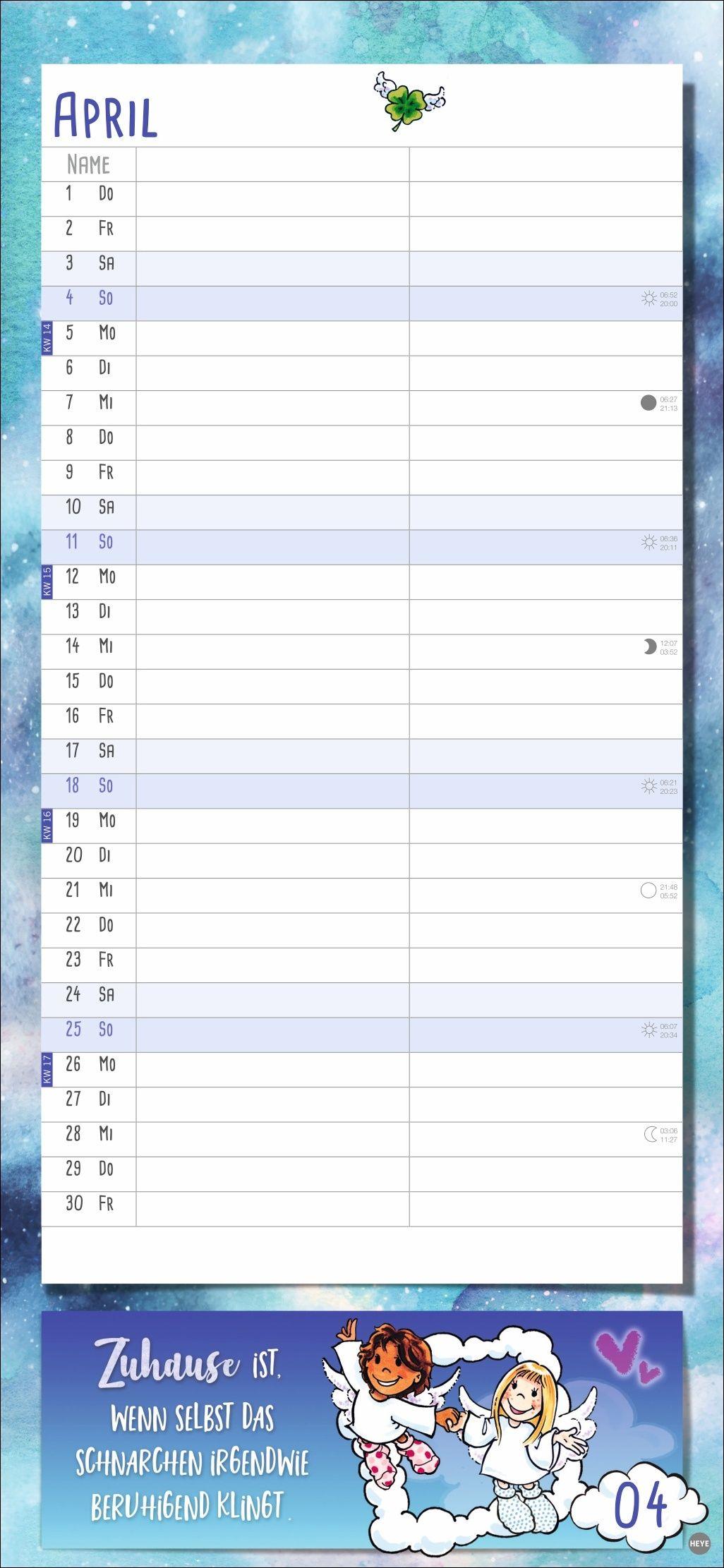 Beispielinhalt (Bild) Schutzengel Planer für zwei 2027