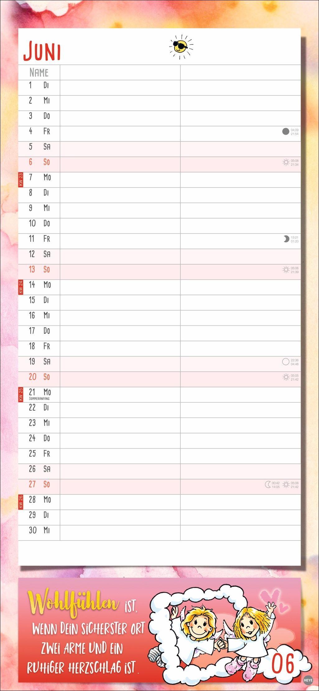 Beispielinhalt (Bild) Schutzengel Planer für zwei 2027