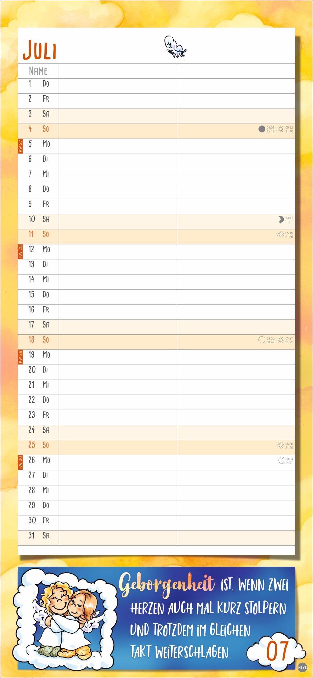 Beispielinhalt (Bild) Schutzengel Planer für zwei 2027