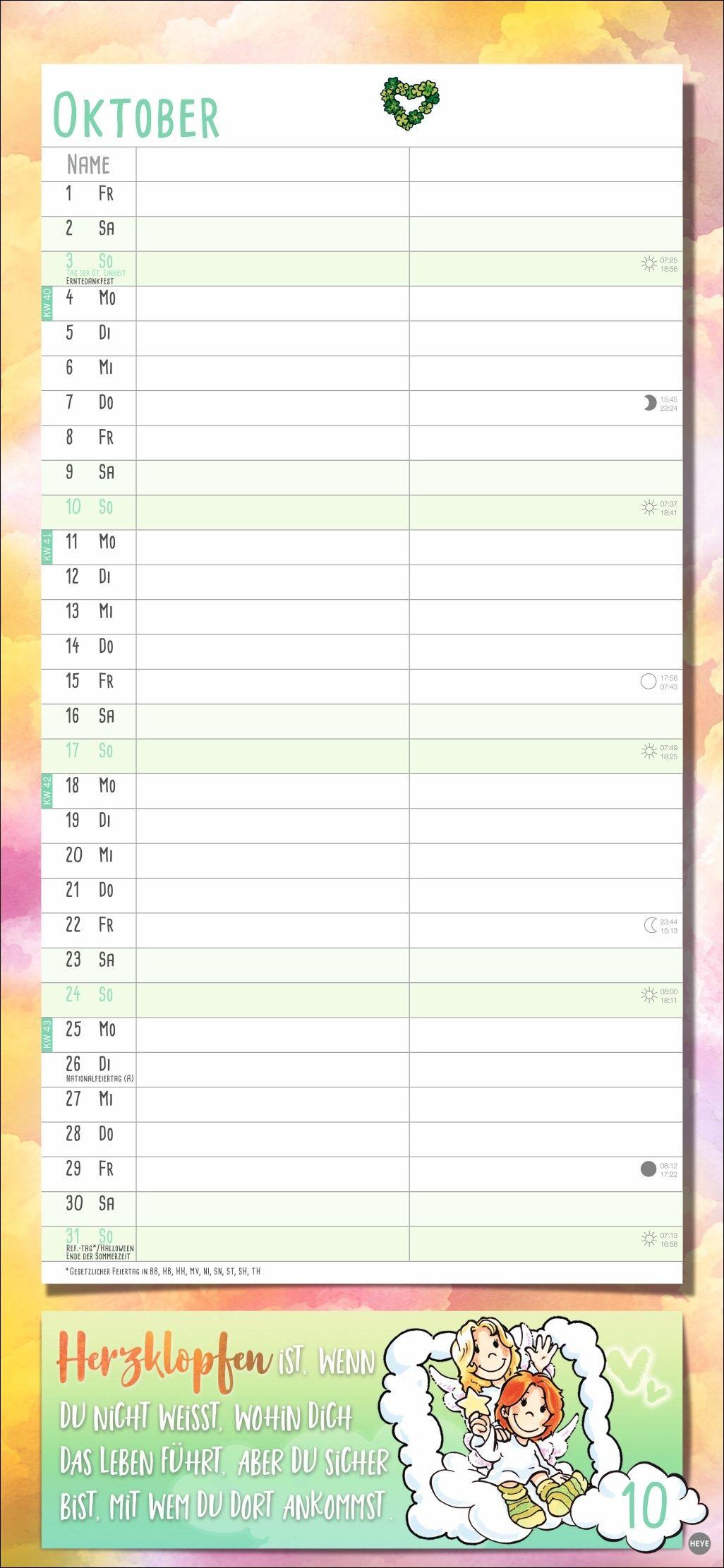 Beispielinhalt (Bild) Schutzengel Planer für zwei 2027