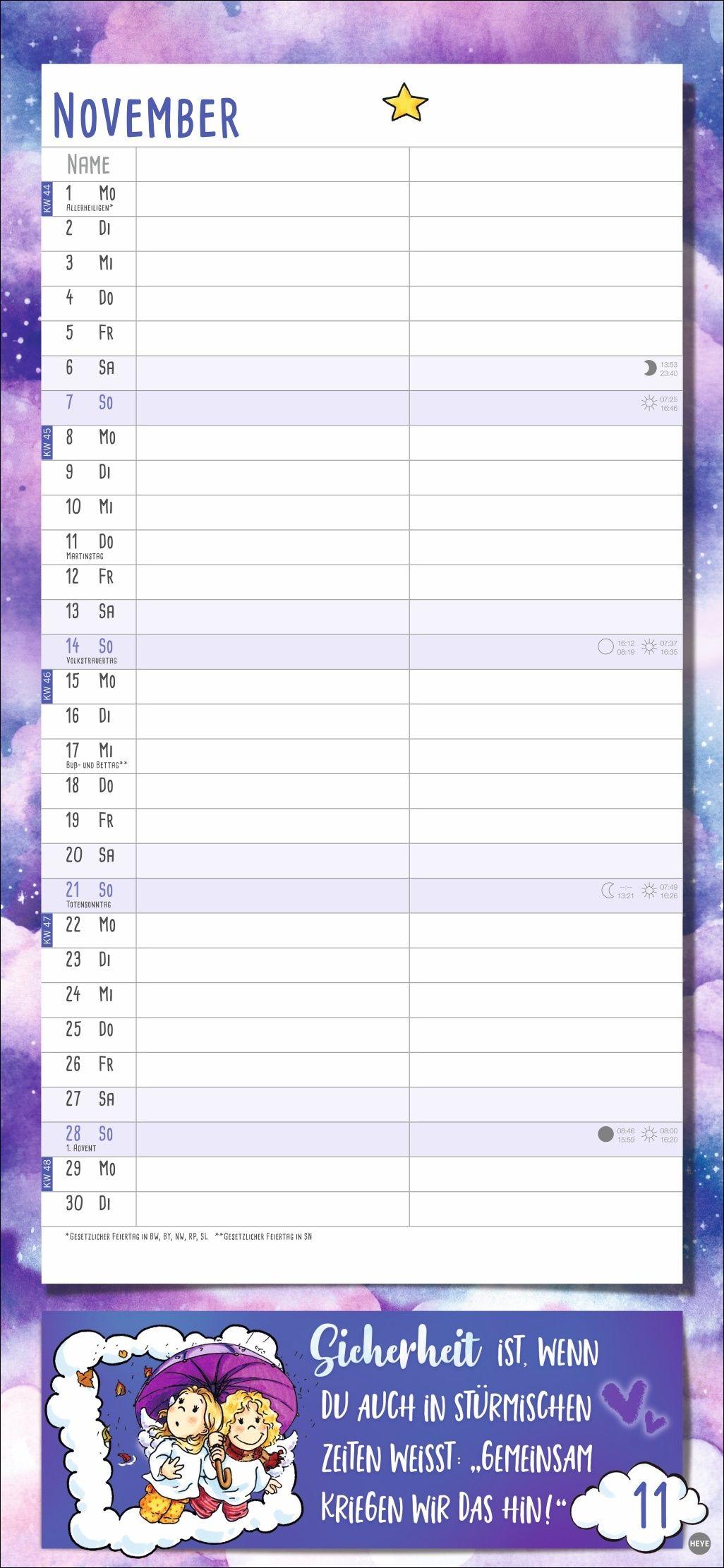 Beispielinhalt (Bild) Schutzengel Planer für zwei 2027