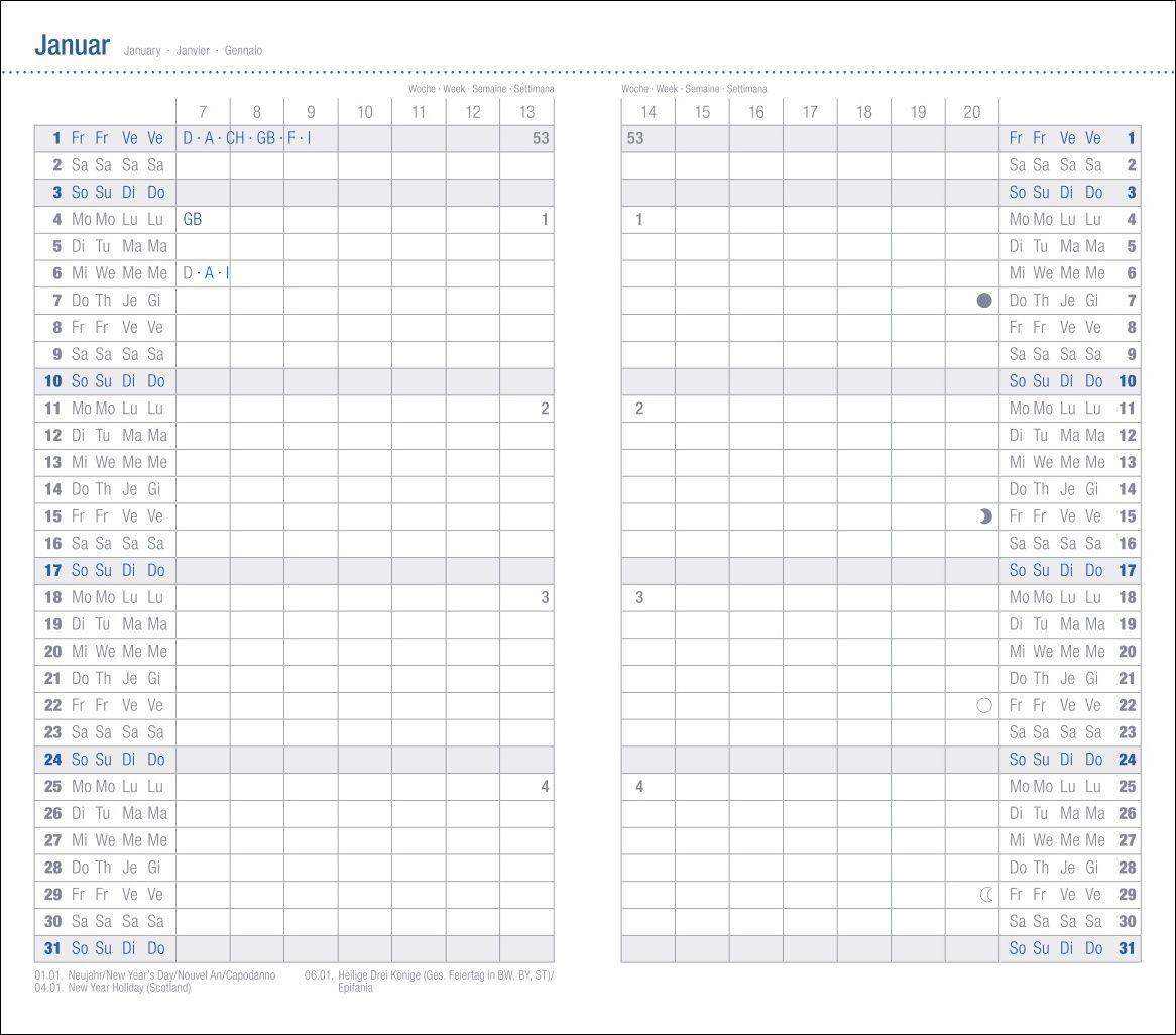 Beispielinhalt (Bild) Monats-Taschenkalender, schwarz 2027