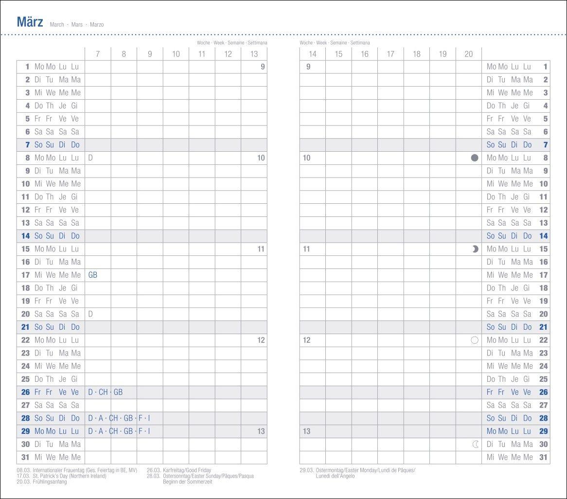 Beispielinhalt (Bild) Monats-Taschenkalender, schwarz 2027