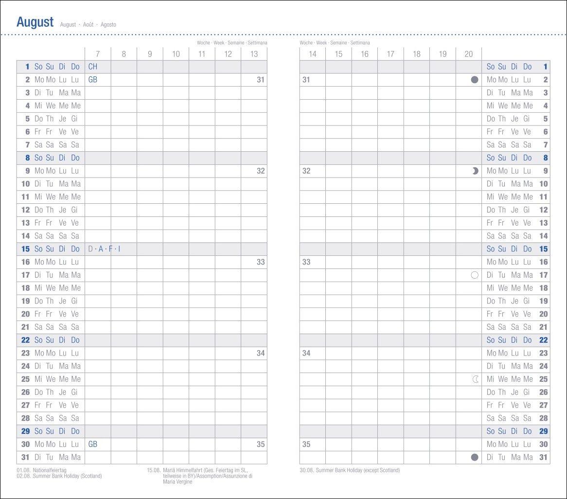 Beispielinhalt (Bild) Monats-Taschenkalender, schwarz 2027