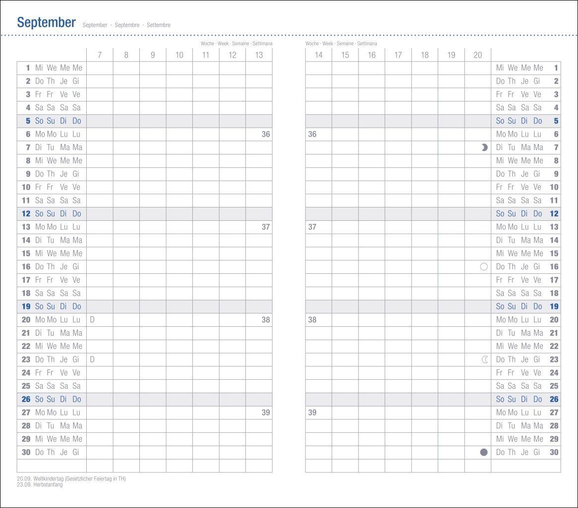 Beispielinhalt (Bild) Monats-Taschenkalender, schwarz 2027