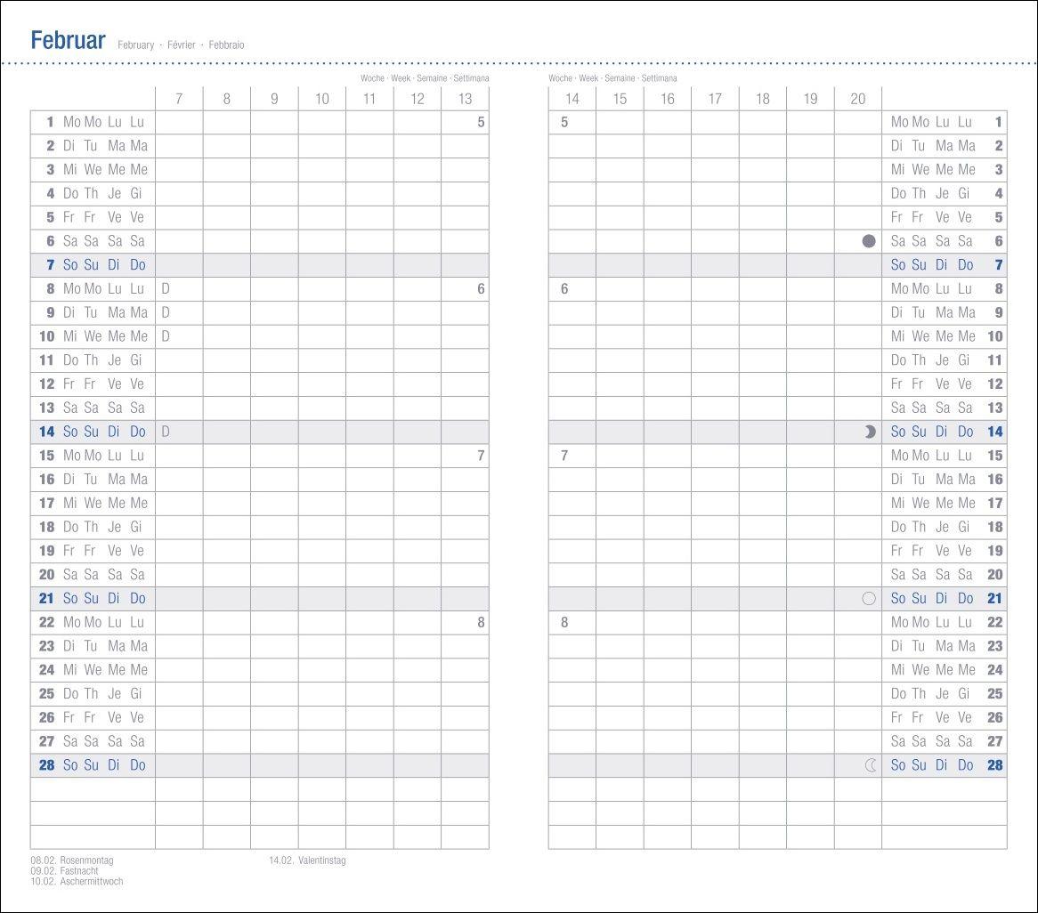 Beispielinhalt (Bild) Monats-Taschenkalender, schwarz 2027