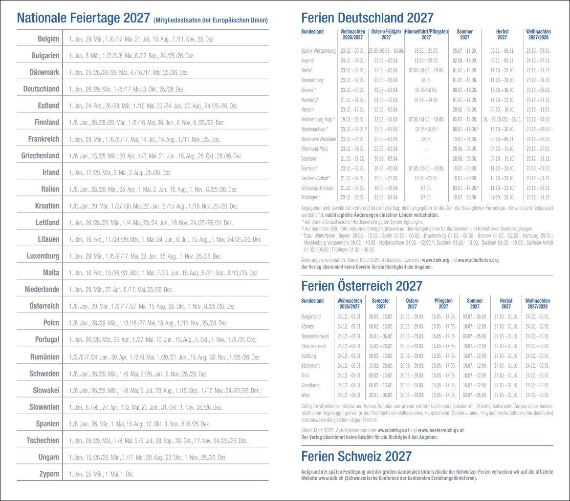 Beispielinhalt (Bild) Monats-Taschenkalender, schwarz 2027