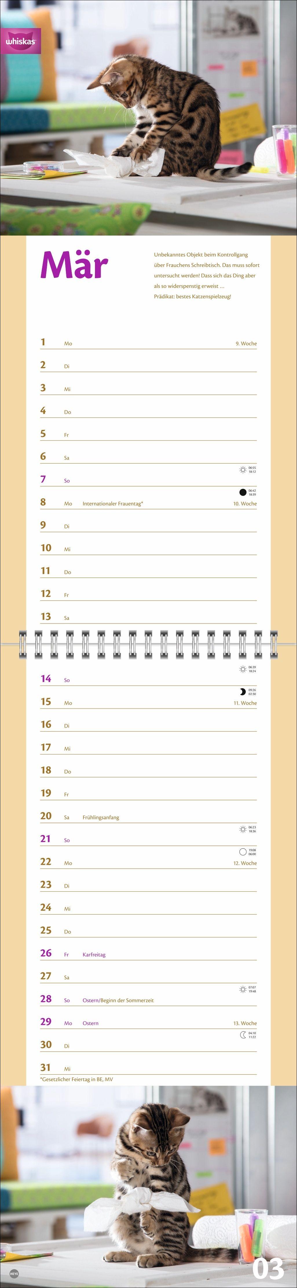 Beispielinhalt (Bild) Whiskas Katzenleben Kalender 2027