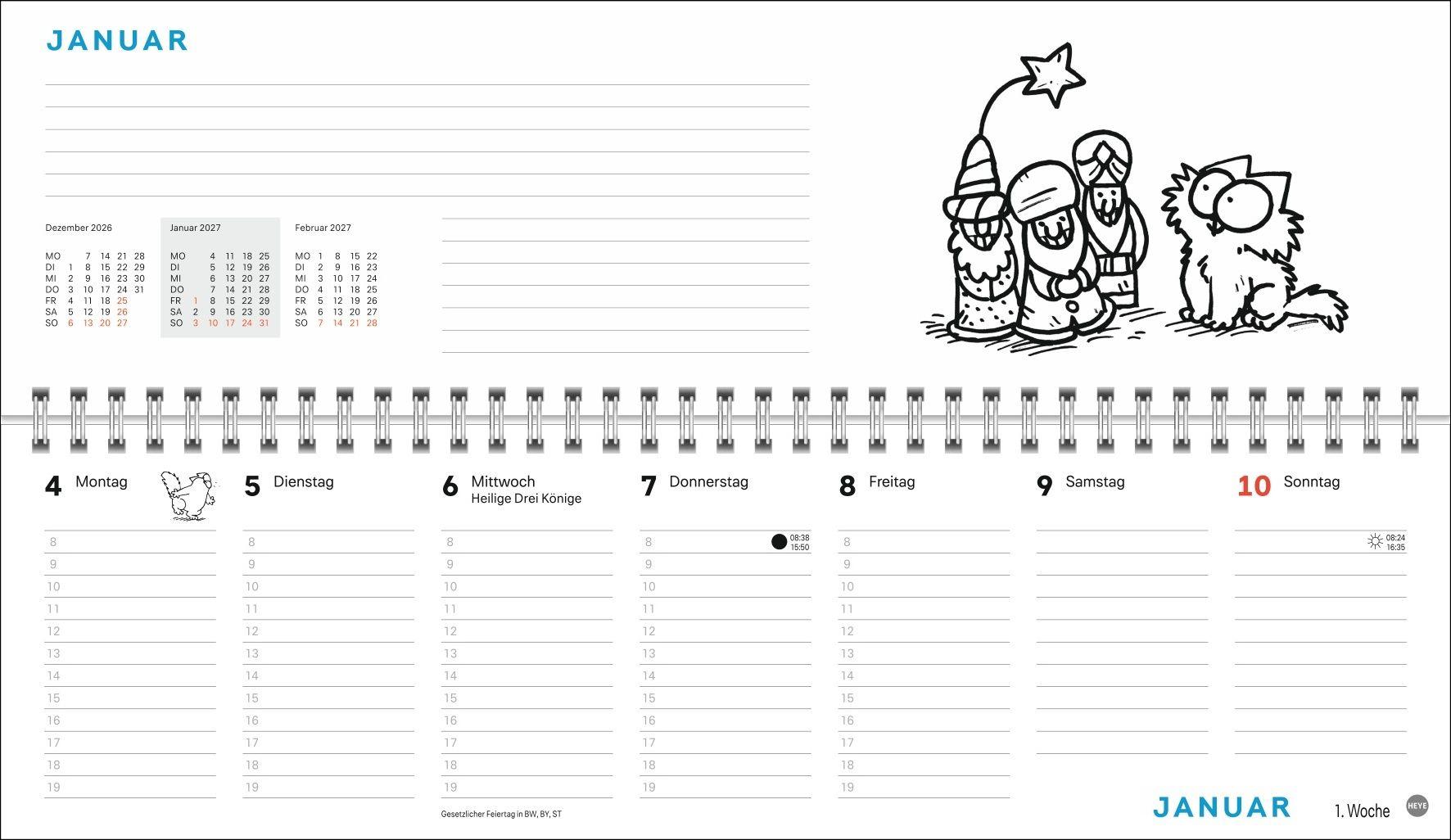 Beispielinhalt (Bild) Simons Katze Büroplaner 2027