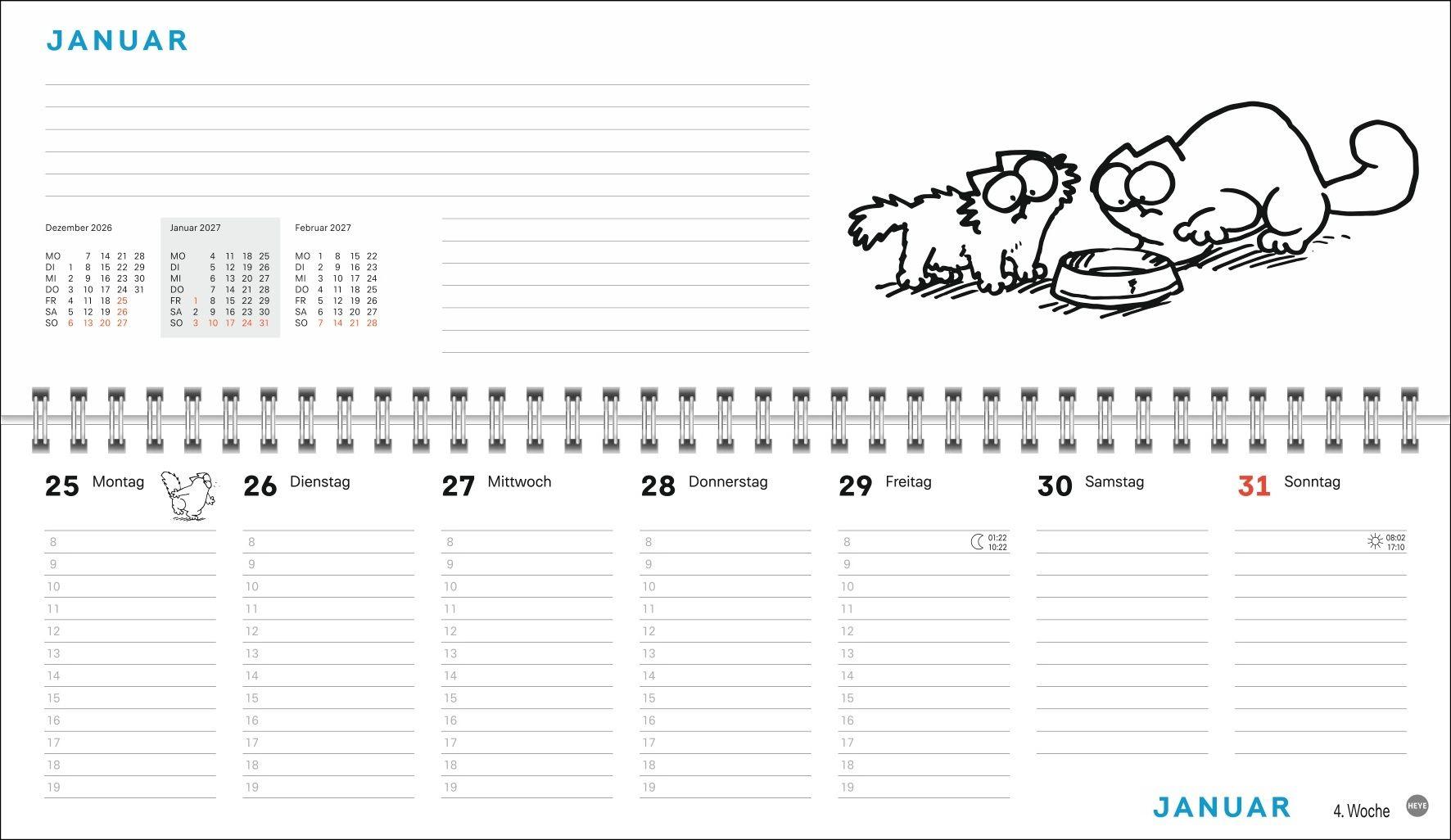 Beispielinhalt (Bild) Simons Katze Büroplaner 2027