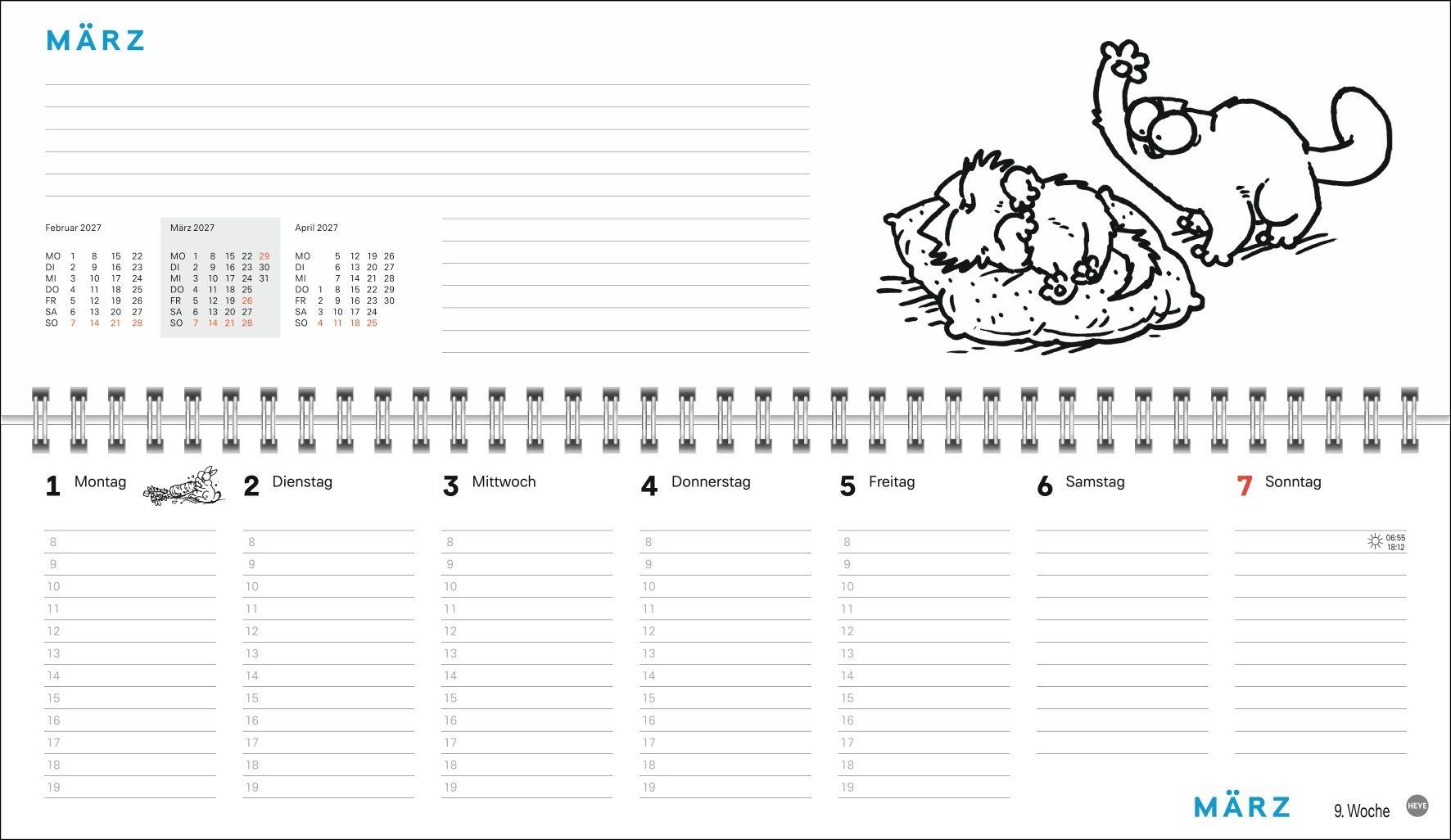 Beispielinhalt (Bild) Simons Katze Büroplaner 2027