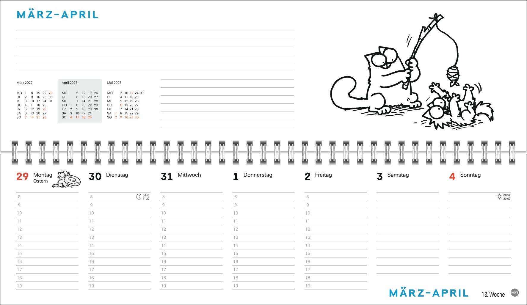 Beispielinhalt (Bild) Simons Katze Büroplaner 2027