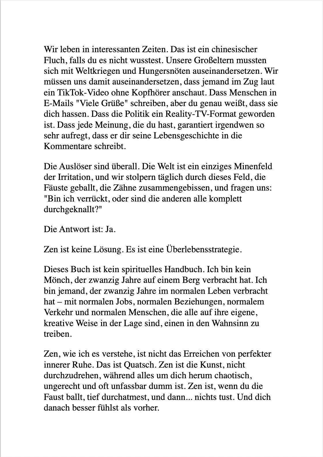 Beispielinhalt (Bild) ZEN UND DIE KUNST, DEN LEUTEN NICHT AUF DIE SCHNAUZE ZU HAUEN