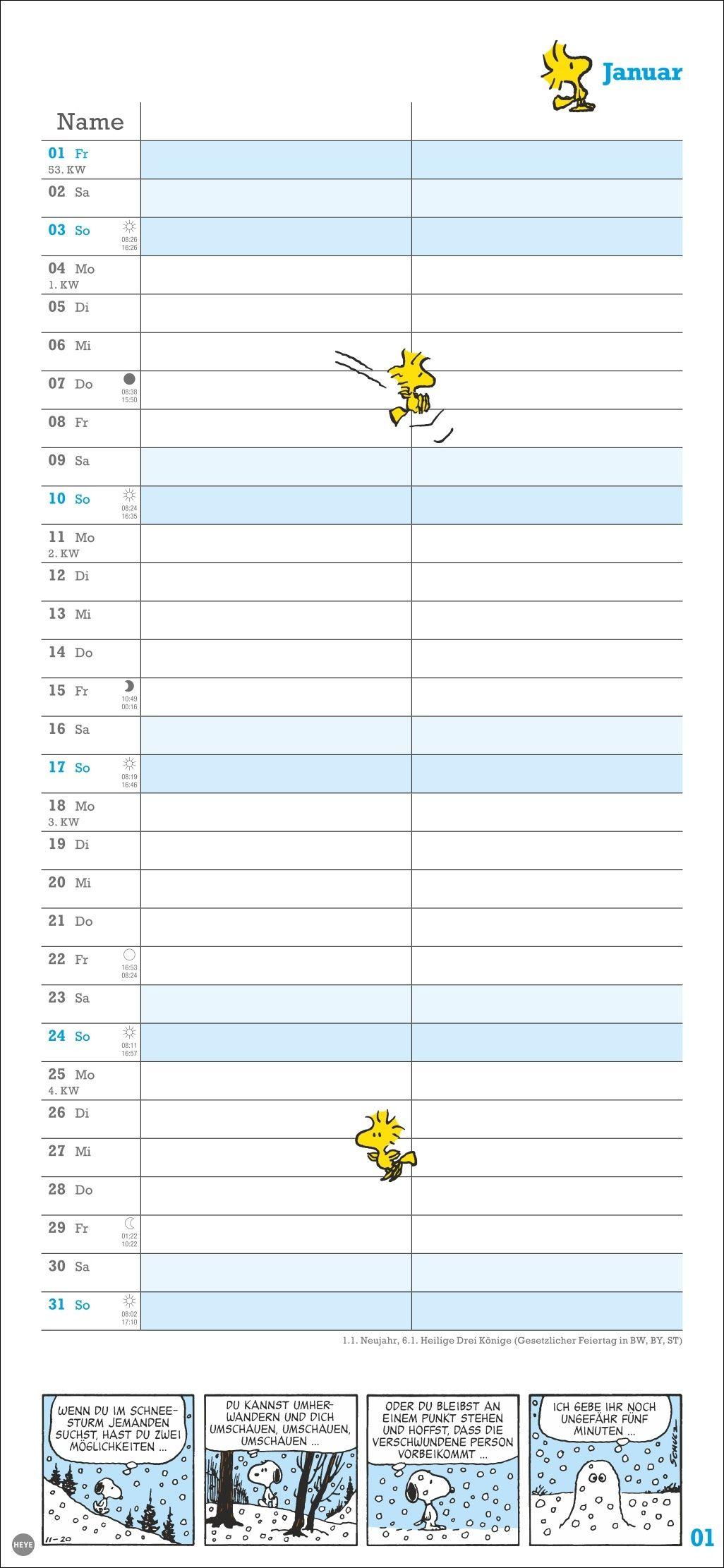 Beispielinhalt (Bild) Peanuts Planer Wir zwei 2027