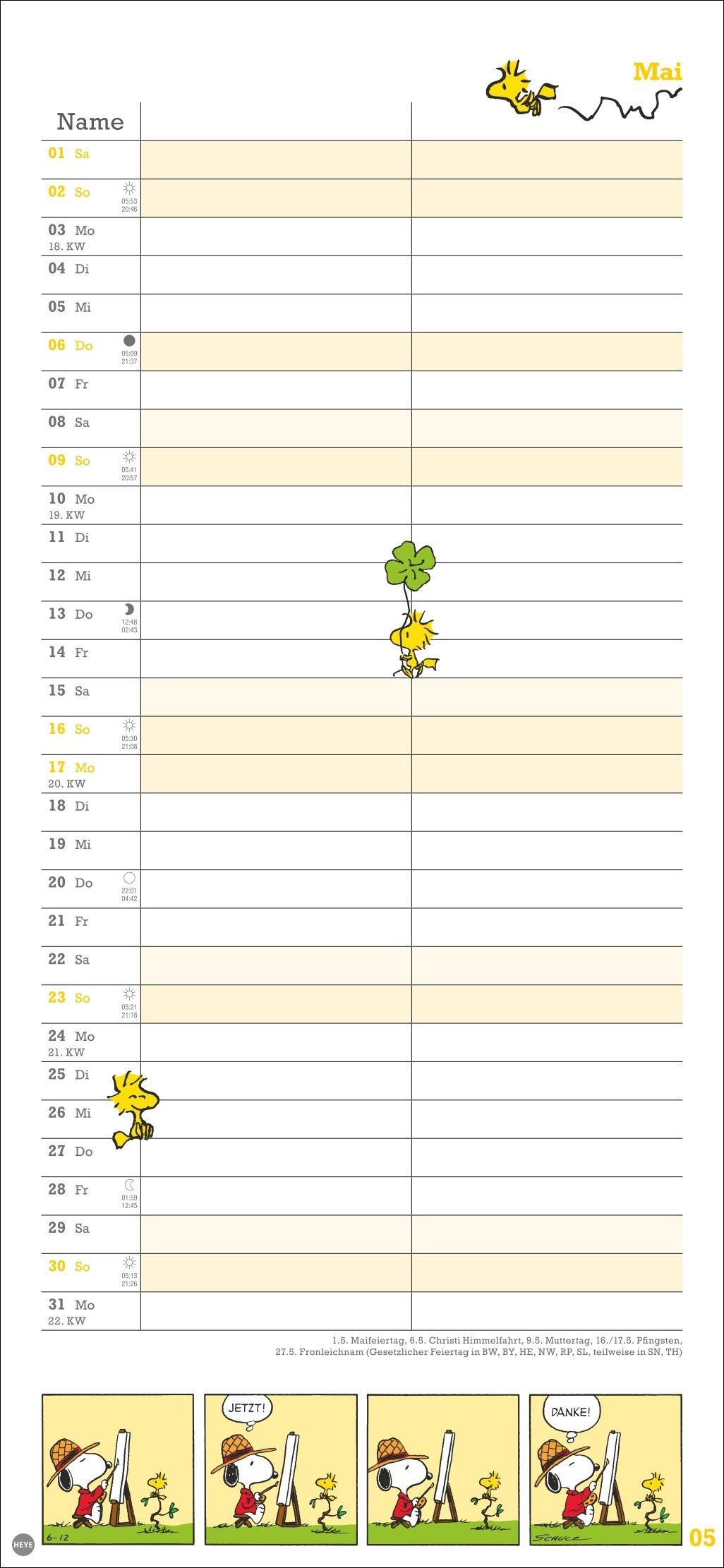 Beispielinhalt (Bild) Peanuts Planer Wir zwei 2027