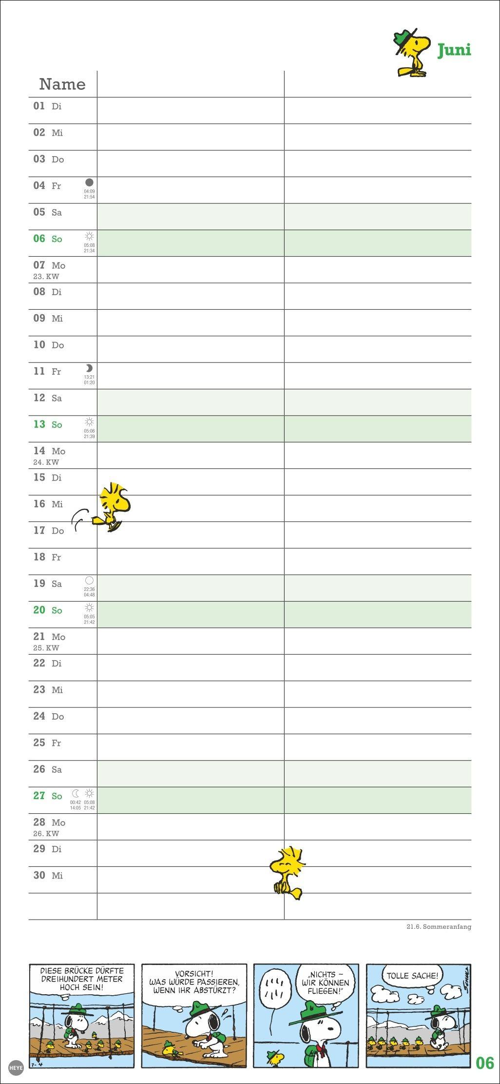 Beispielinhalt (Bild) Peanuts Planer Wir zwei 2027