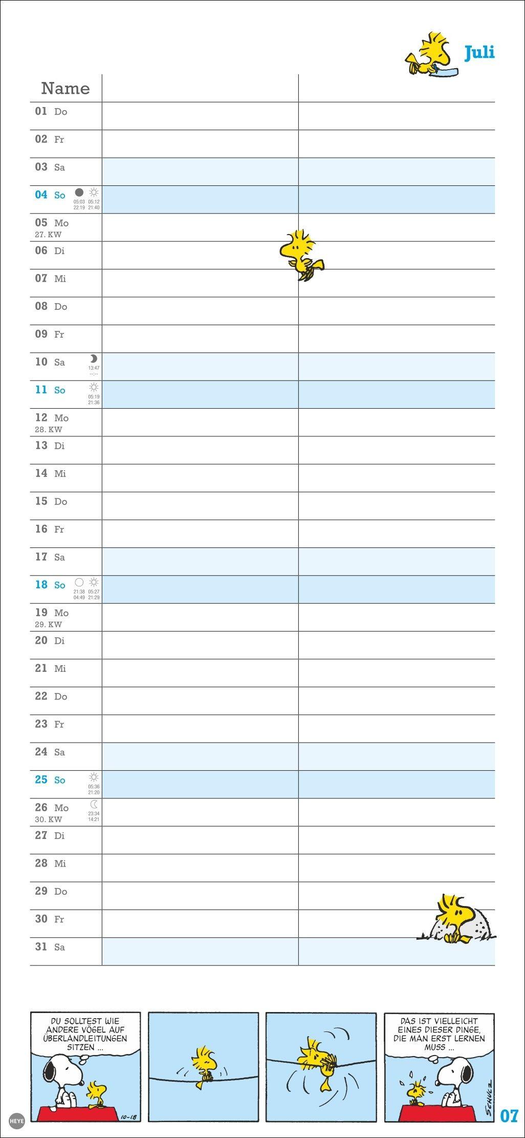 Beispielinhalt (Bild) Peanuts Planer Wir zwei 2027