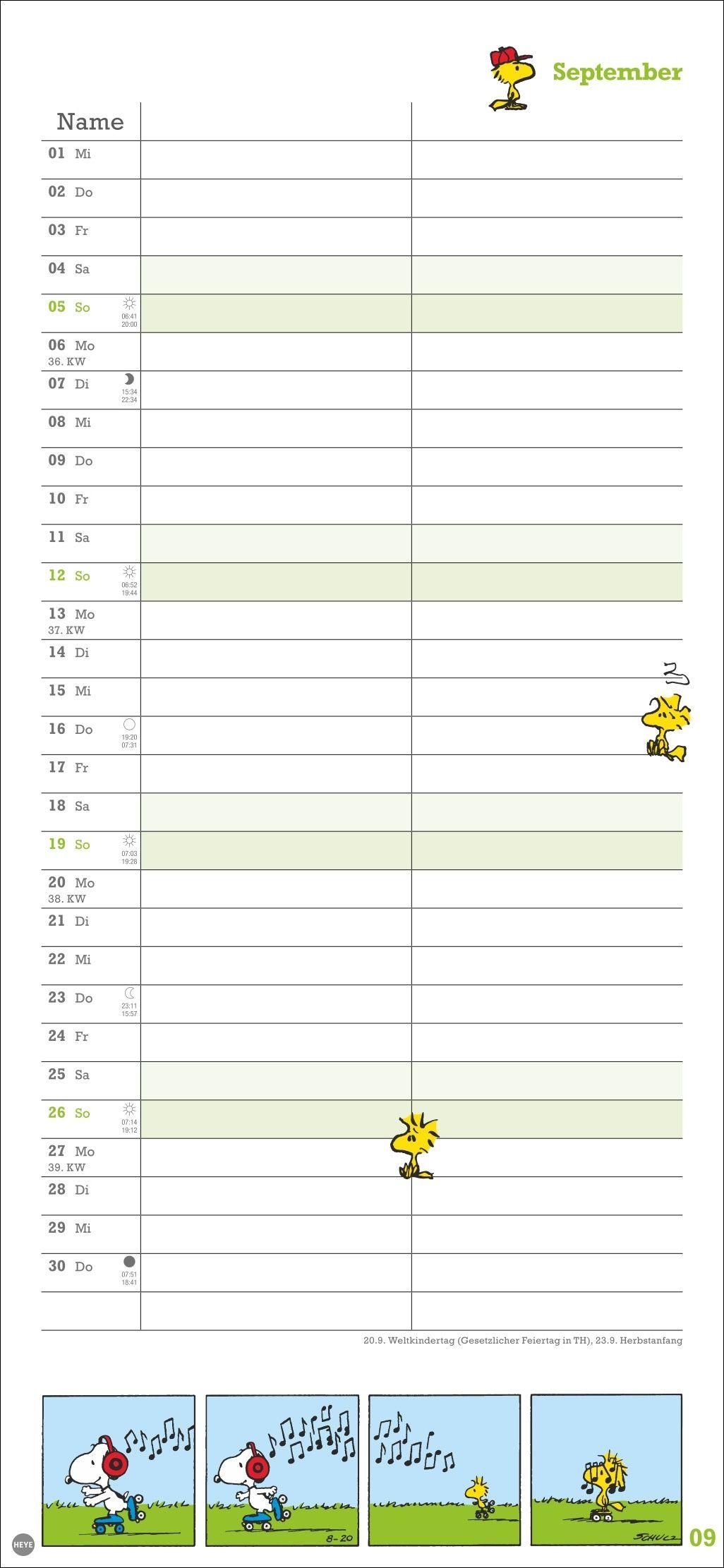 Beispielinhalt (Bild) Peanuts Planer Wir zwei 2027
