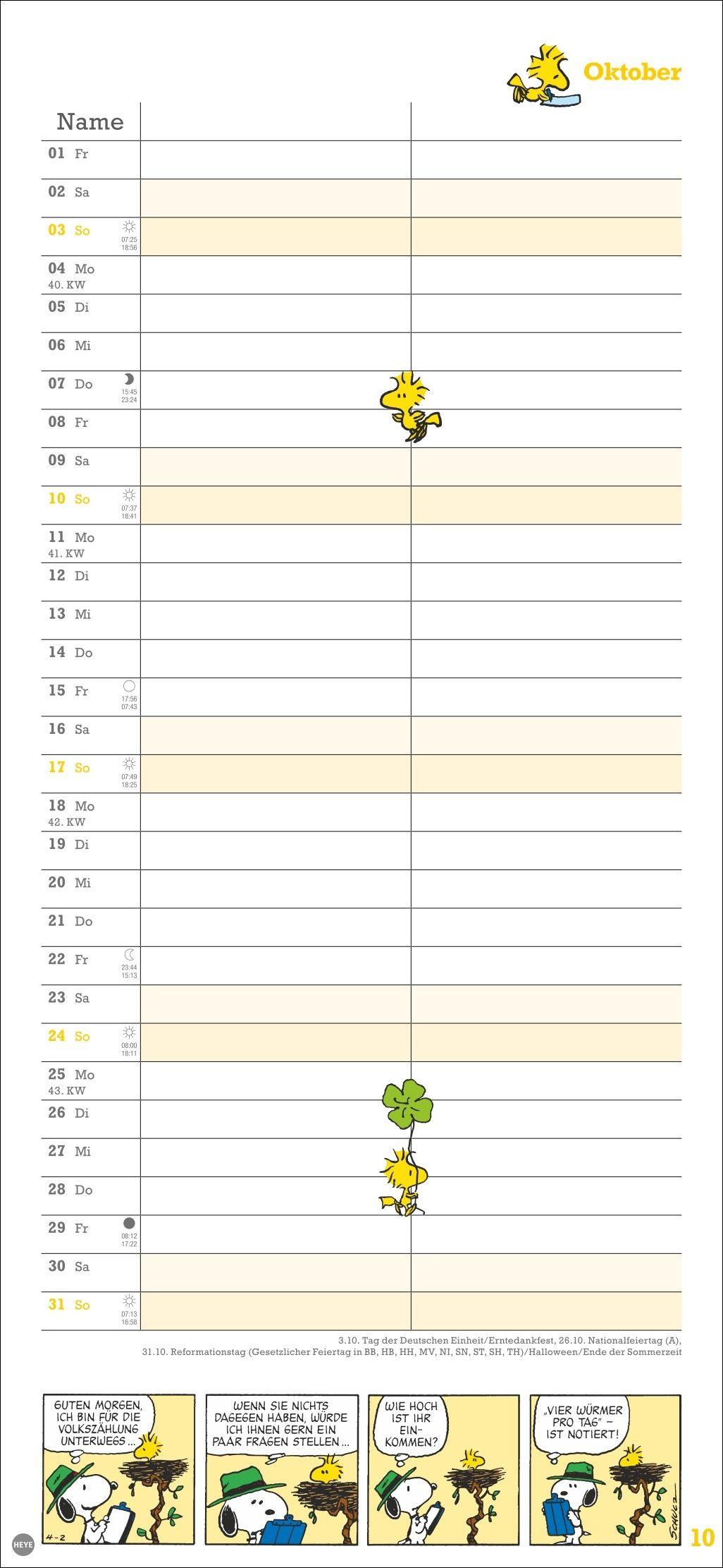 Beispielinhalt (Bild) Peanuts Planer Wir zwei 2027