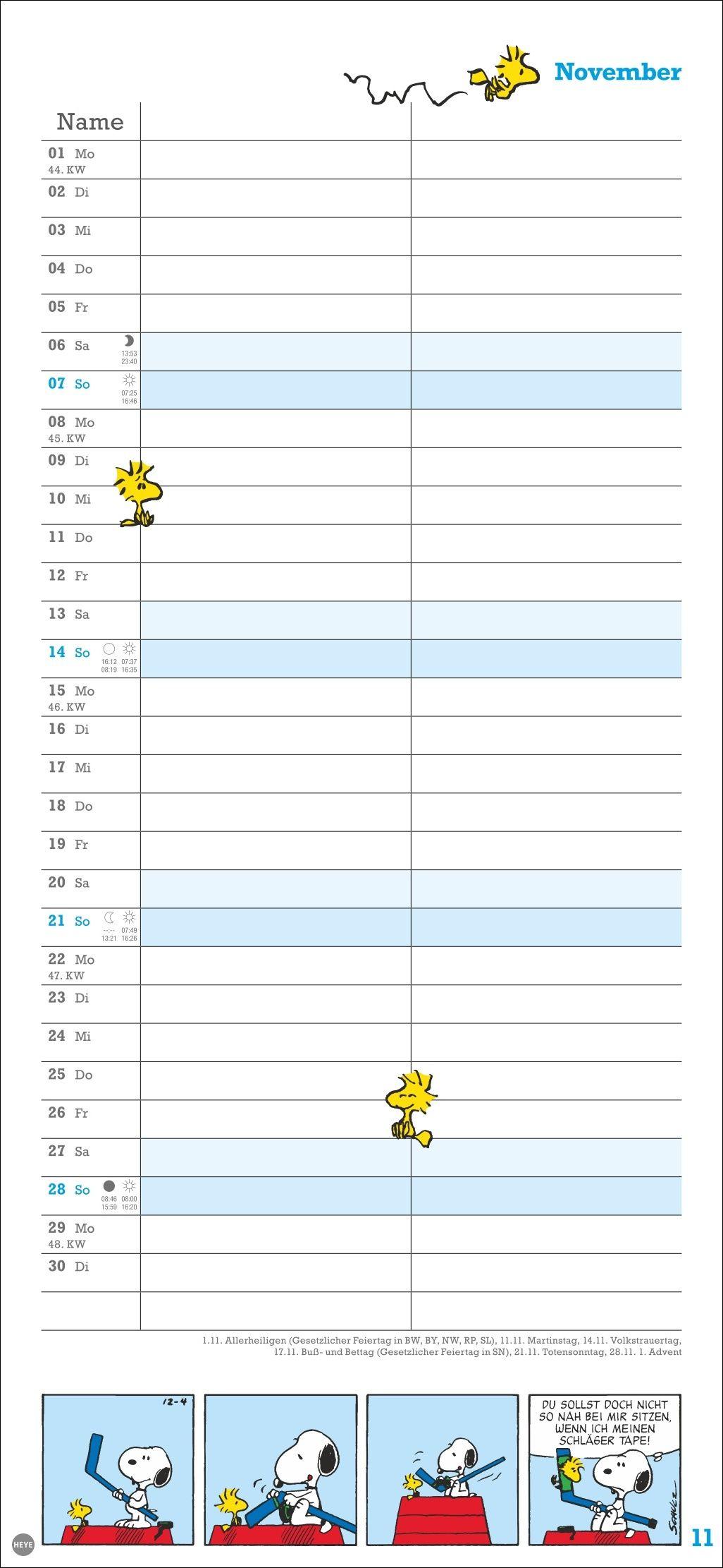 Beispielinhalt (Bild) Peanuts Planer Wir zwei 2027