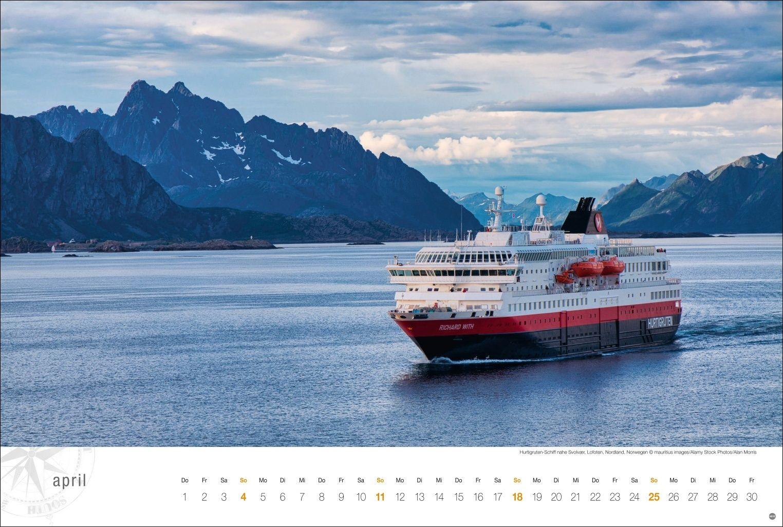 Beispielinhalt (Bild) Hurtigruten Globetrotter Kalender 2027 - Von unberührten Fjorden und stillen Bergen