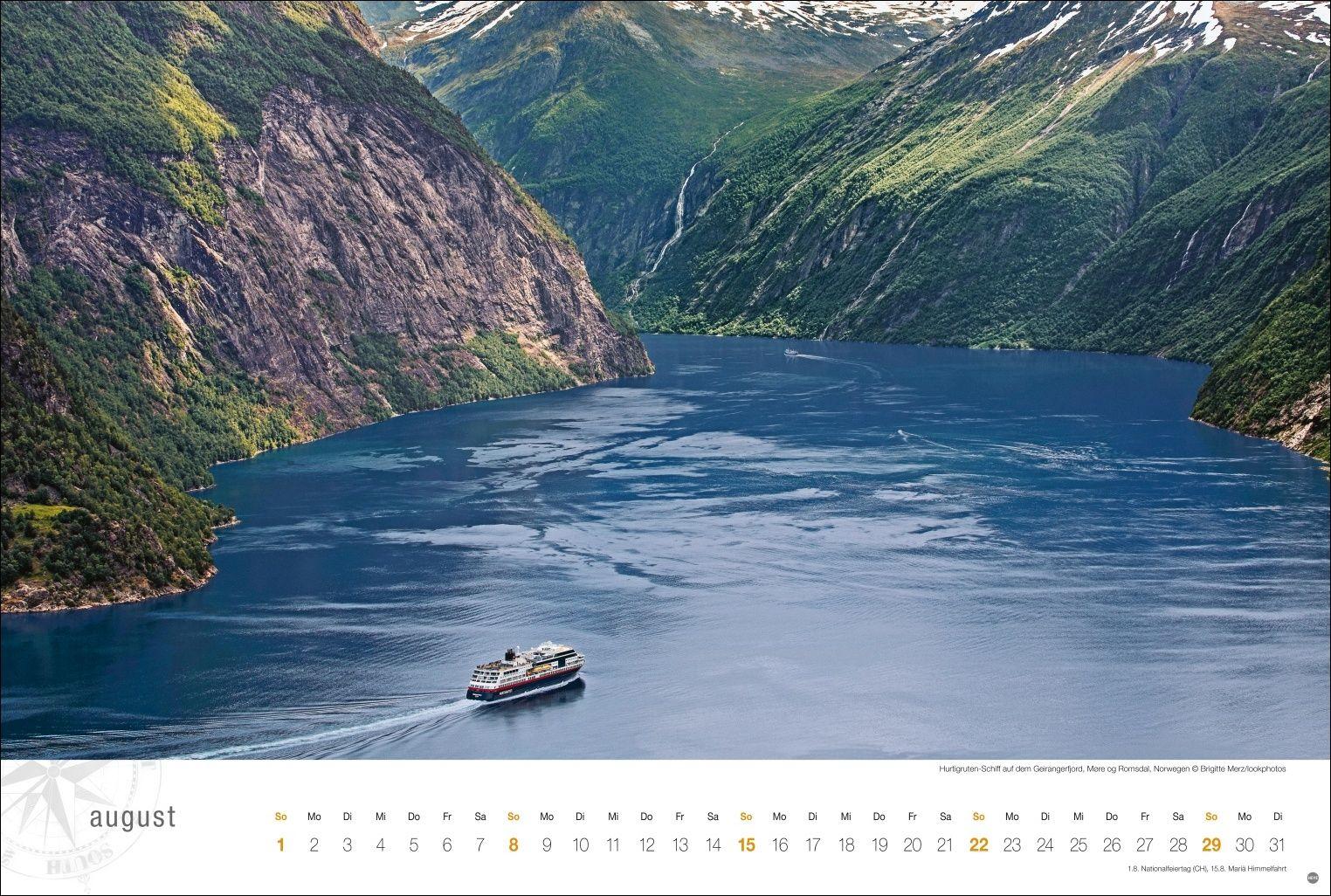 Beispielinhalt (Bild) Hurtigruten Globetrotter Kalender 2027 - Von unberührten Fjorden und stillen Bergen