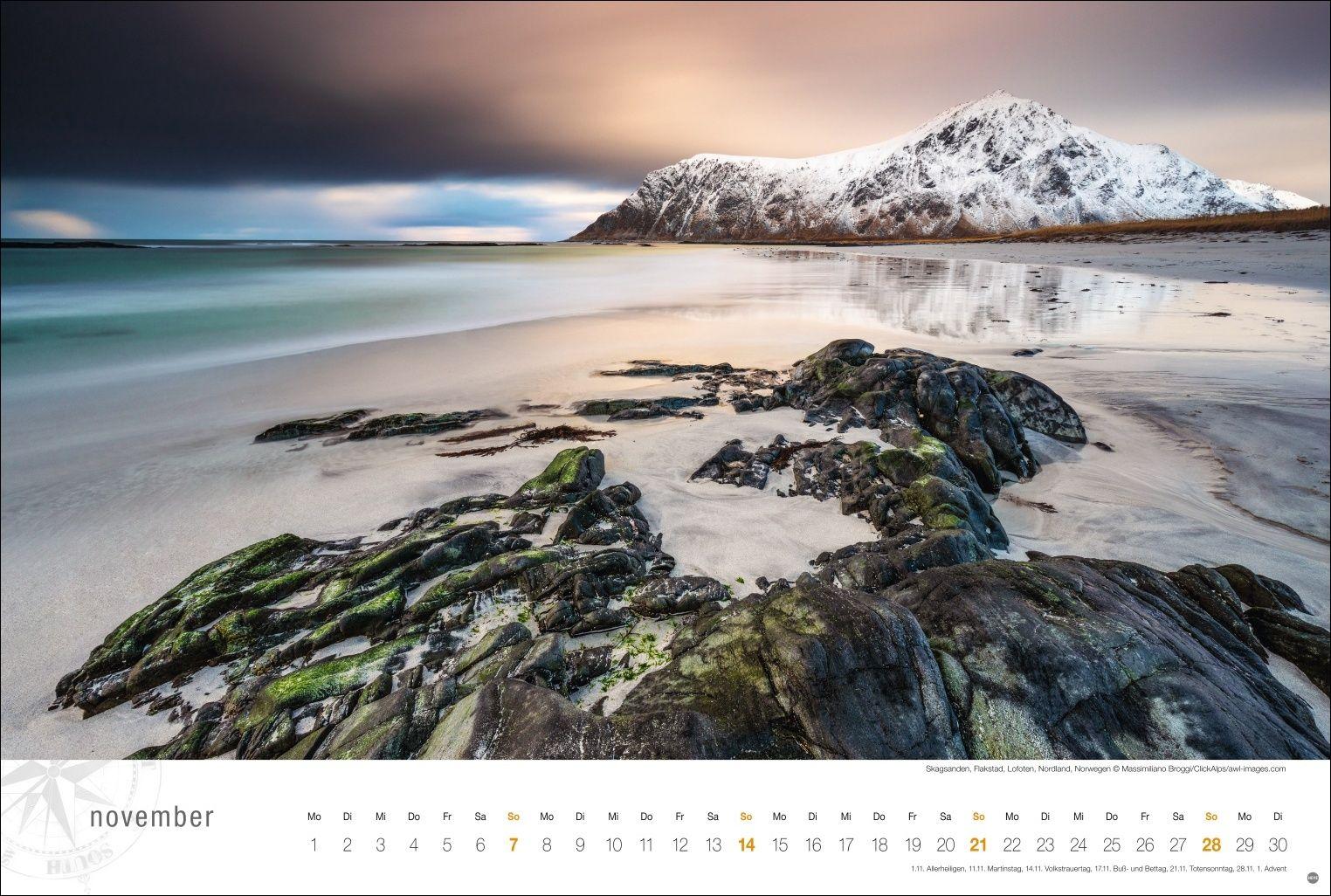Beispielinhalt (Bild) Hurtigruten Globetrotter Kalender 2027 - Von unberührten Fjorden und stillen Bergen