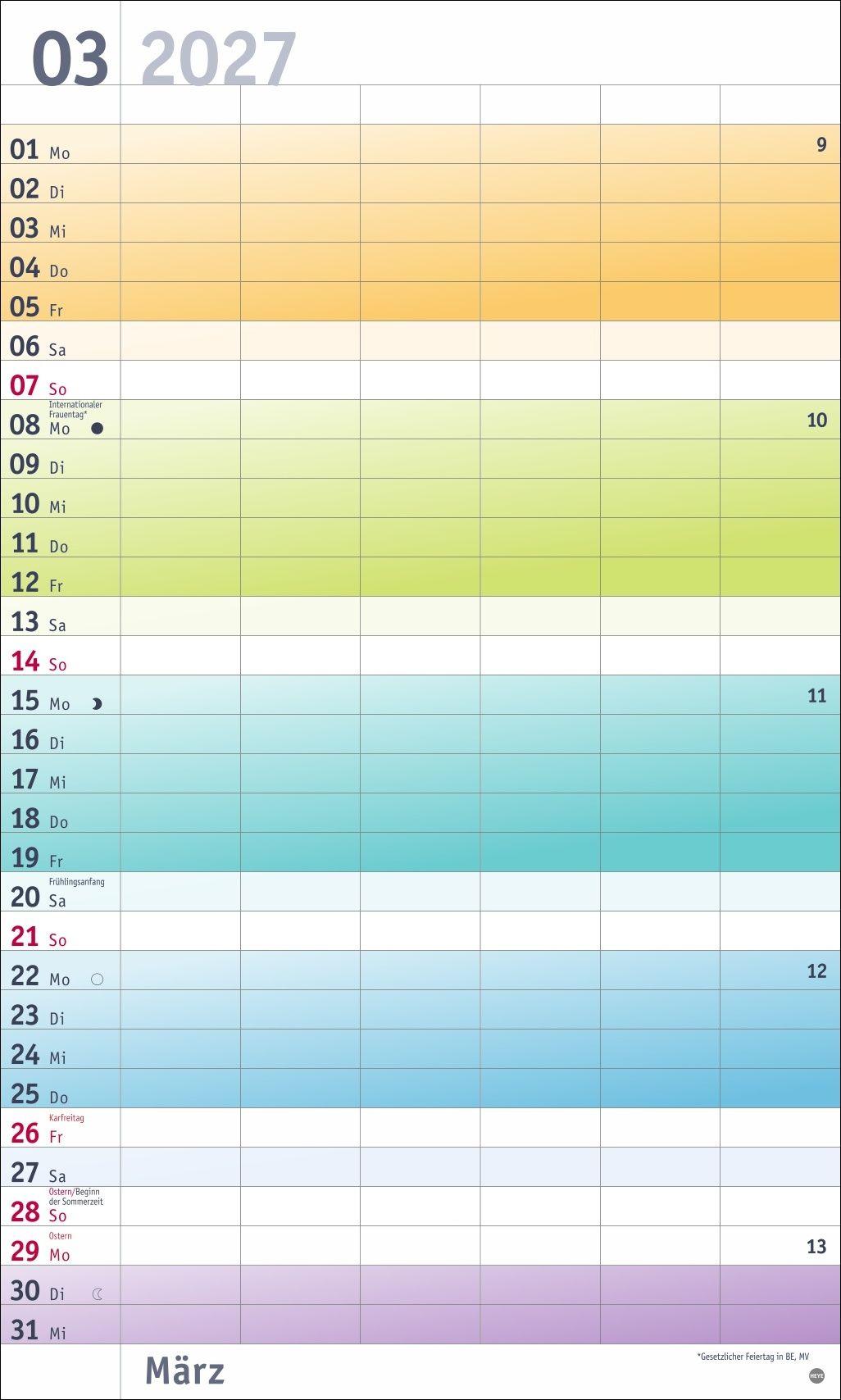 Beispielinhalt (Bild) Bunte Wochen Familienplaner XL 2027