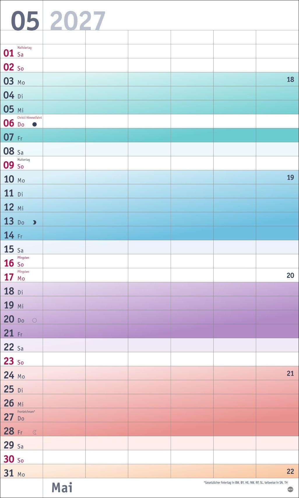 Beispielinhalt (Bild) Bunte Wochen Familienplaner XL 2027