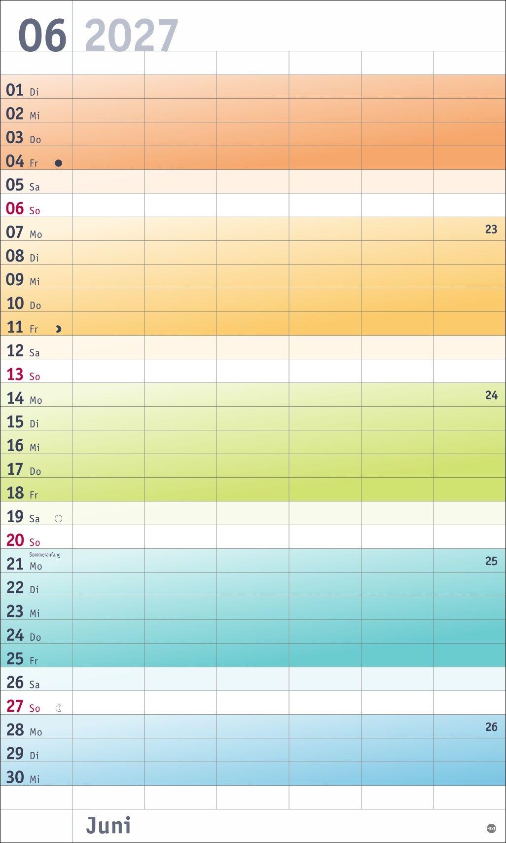 Beispielinhalt (Bild) Bunte Wochen Familienplaner XL 2027