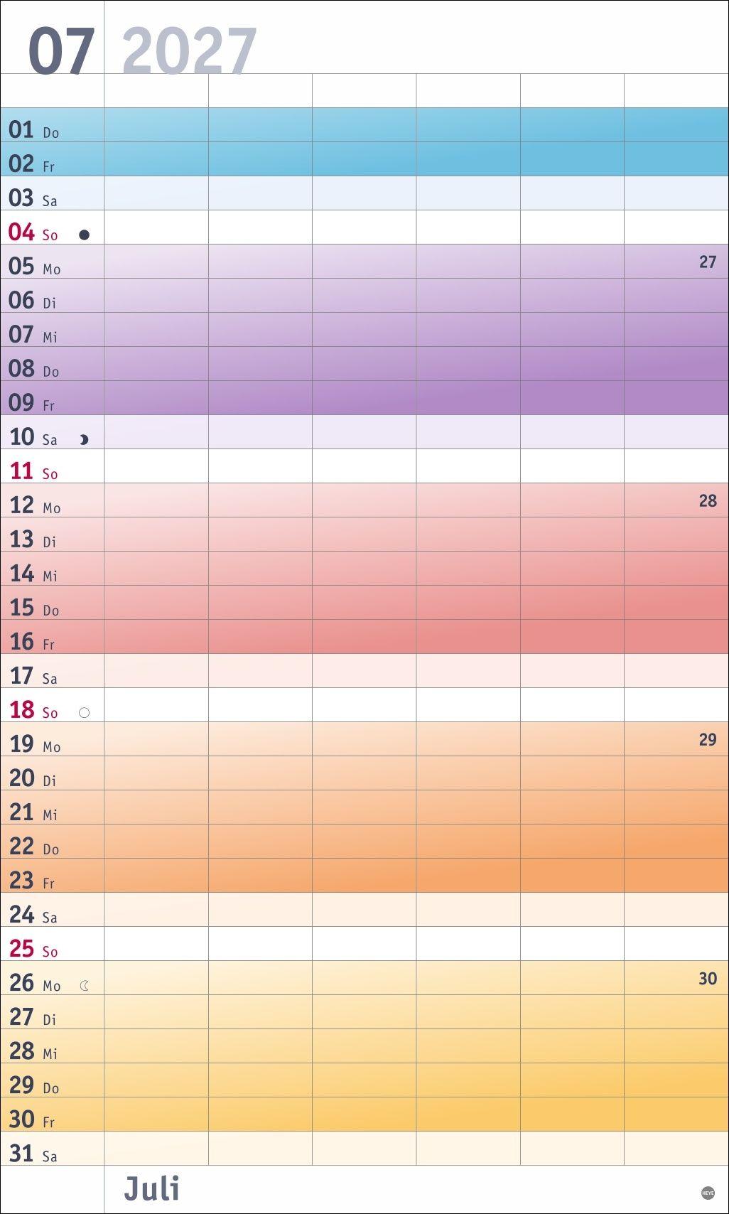 Beispielinhalt (Bild) Bunte Wochen Familienplaner XL 2027