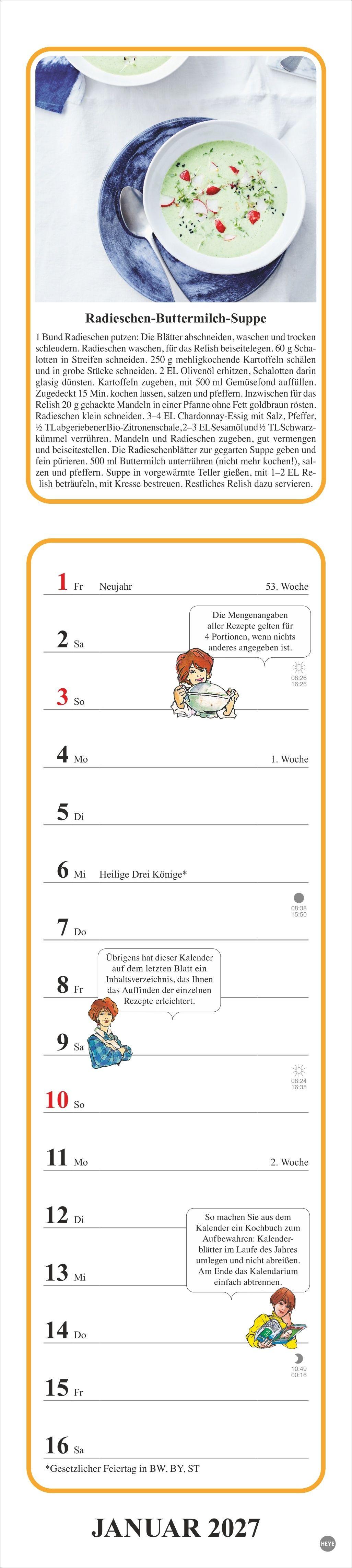 Beispielinhalt (Bild) Tante Clara Küchenkalender 2027