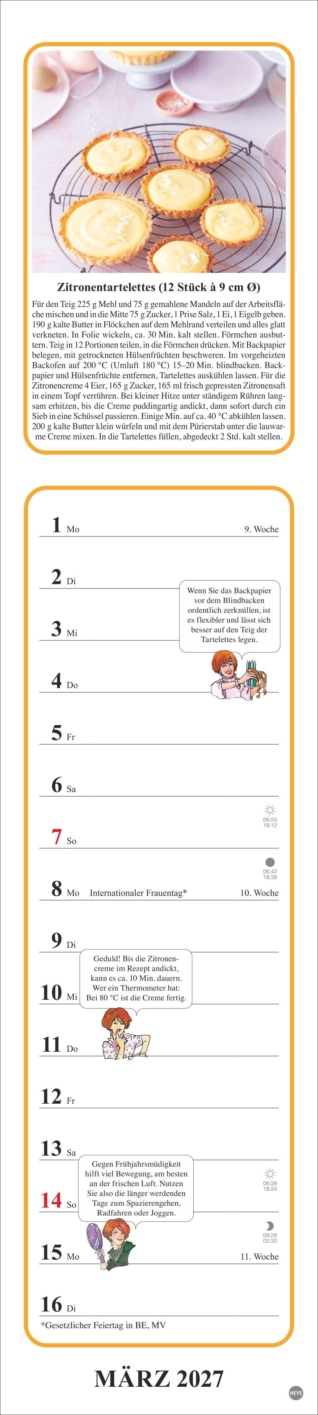 Beispielinhalt (Bild) Tante Clara Küchenkalender 2027