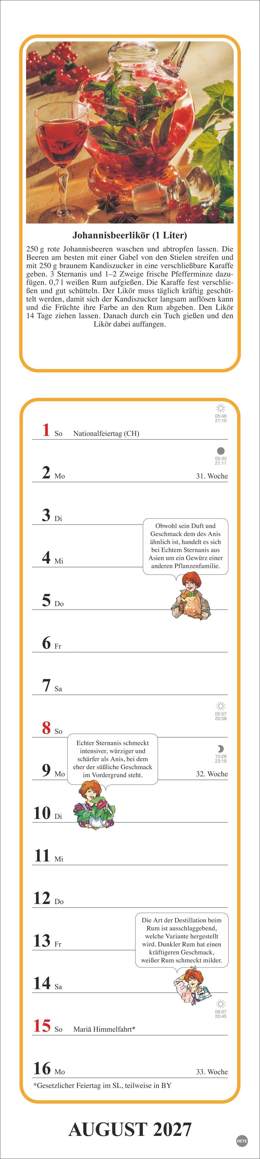 Beispielinhalt (Bild) Tante Clara Küchenkalender 2027