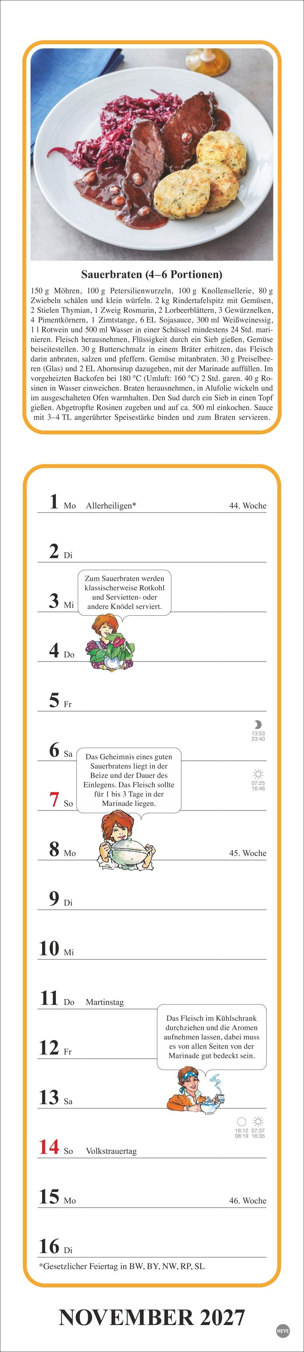 Beispielinhalt (Bild) Tante Clara Küchenkalender 2027