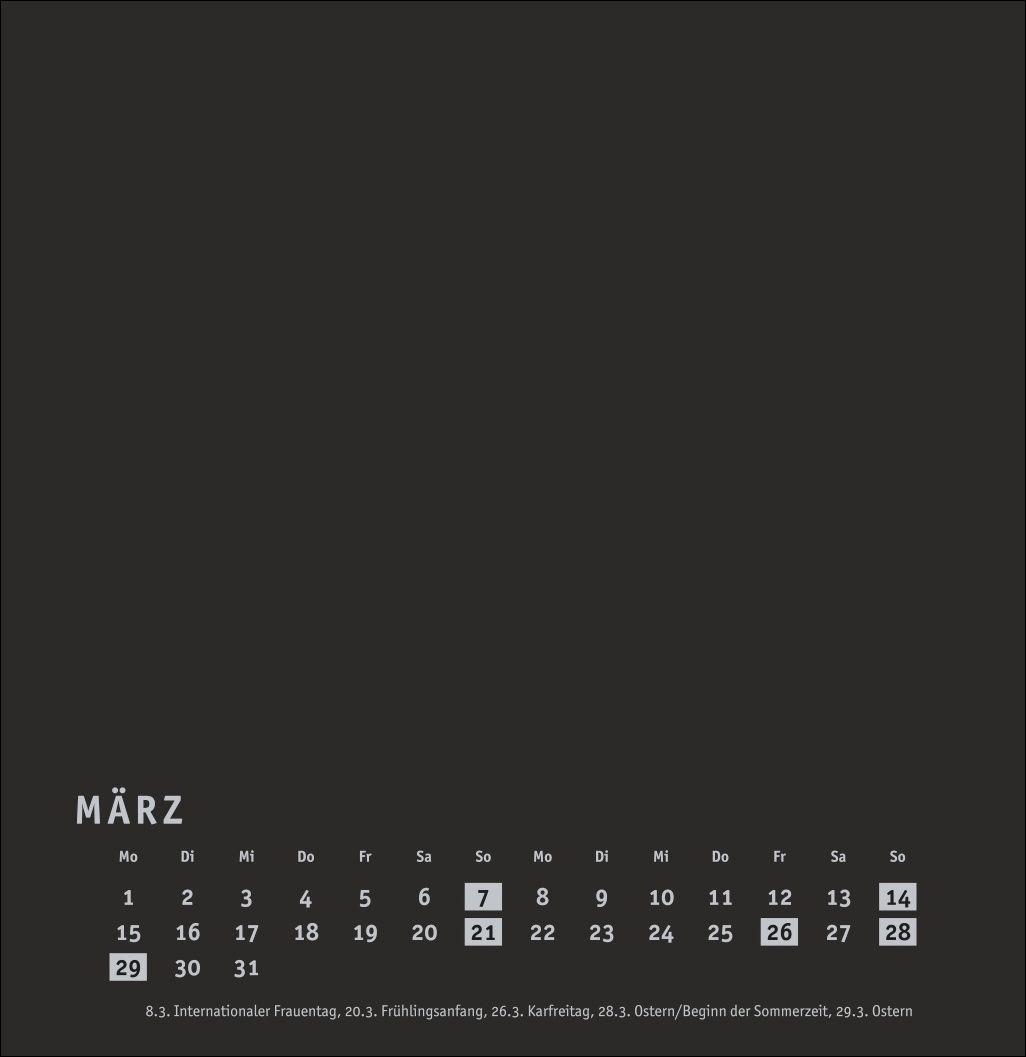 Beispielinhalt (Bild) Premium-Bastelkalender schwarz groß 2027